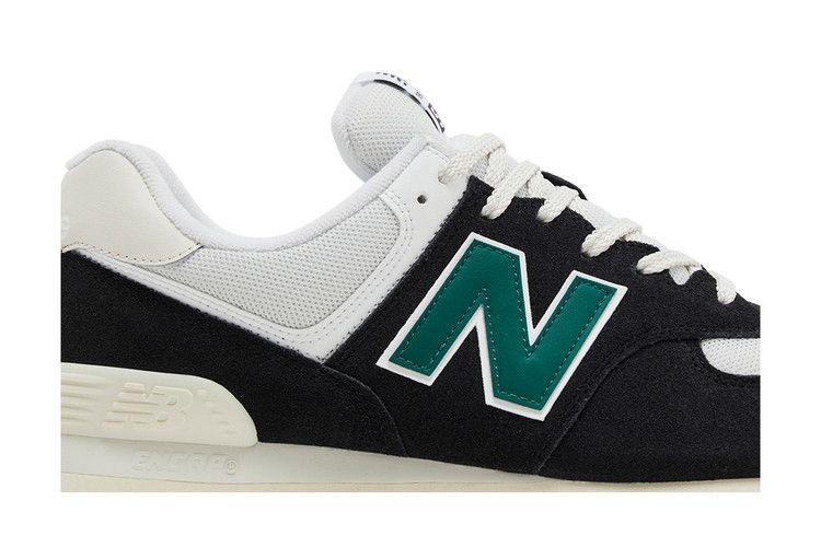 New Balance 574 Black White Marsh Green