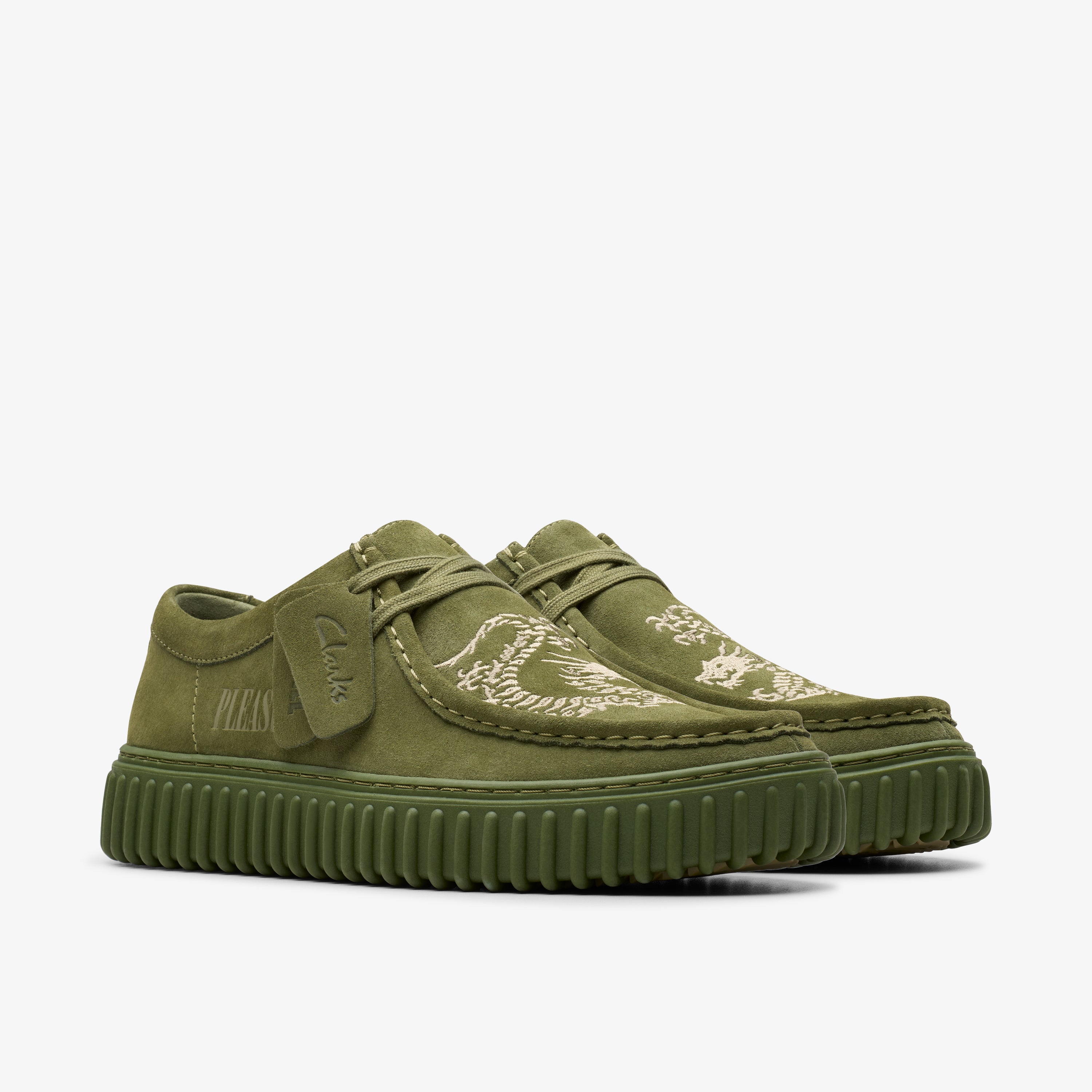Clarks X Pleasures Tornhill Drgnlo - Olive Suede