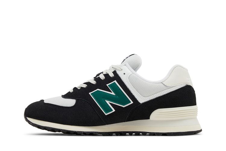 New Balance 574 Black White Marsh Green