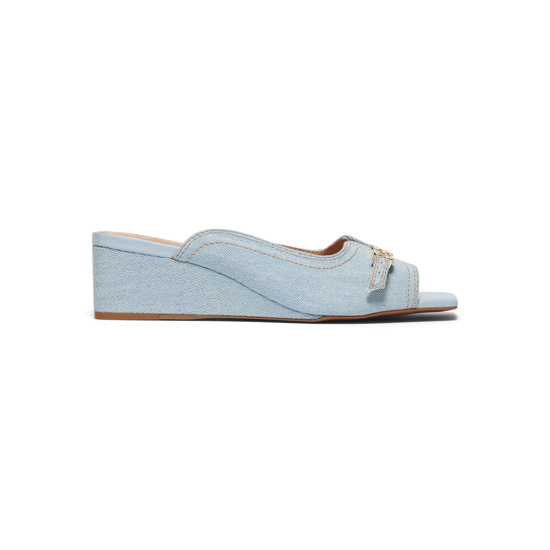 Ganni Butterfly Wedge Mule Sandal Denim (Niagara Mist)