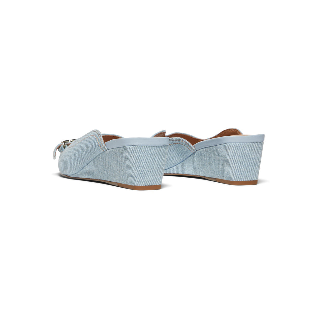 Ganni Butterfly Wedge Mule Sandal Denim (Niagara Mist)