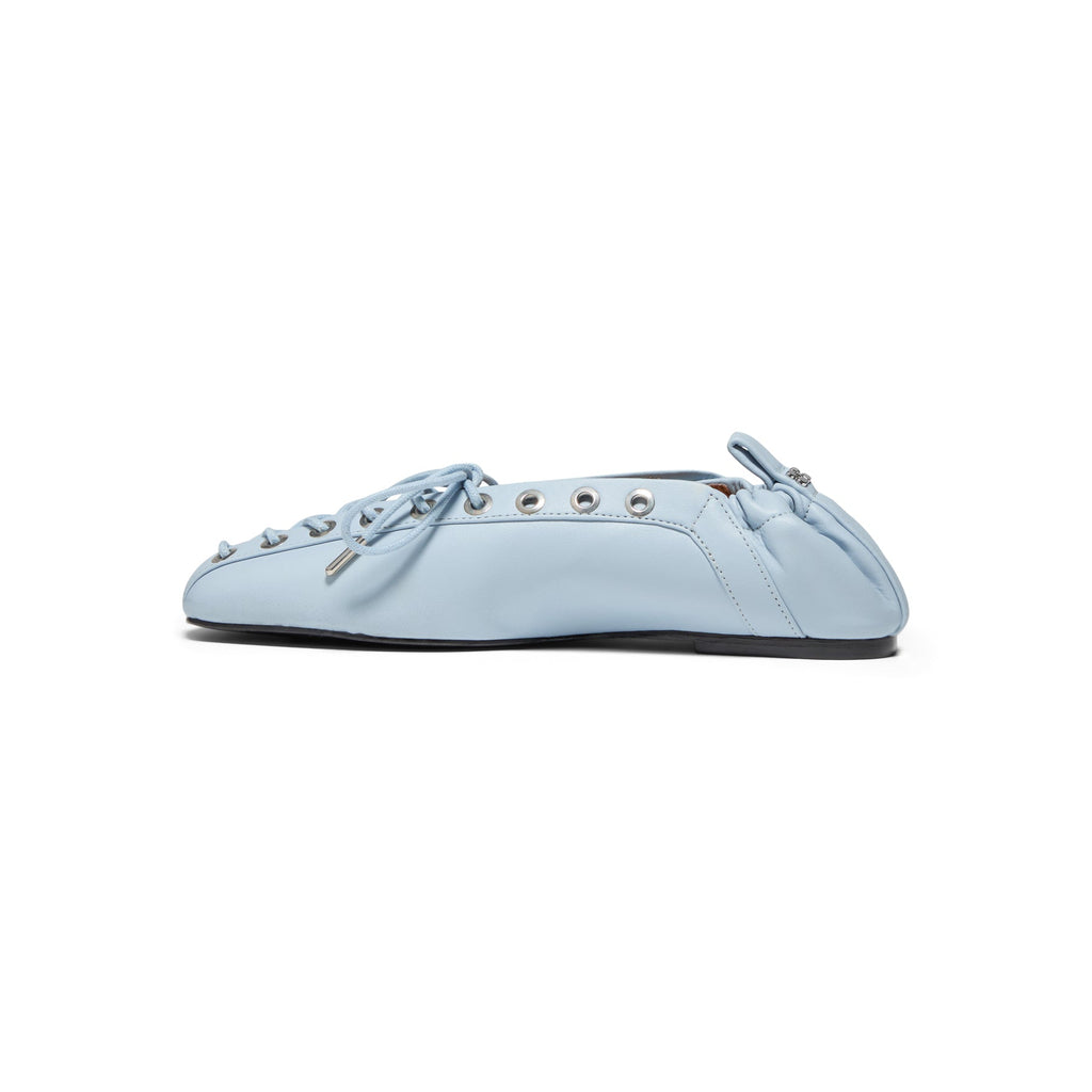Ganni Eyelets Lace Up Ballerina S3069 175 Niagara Mist