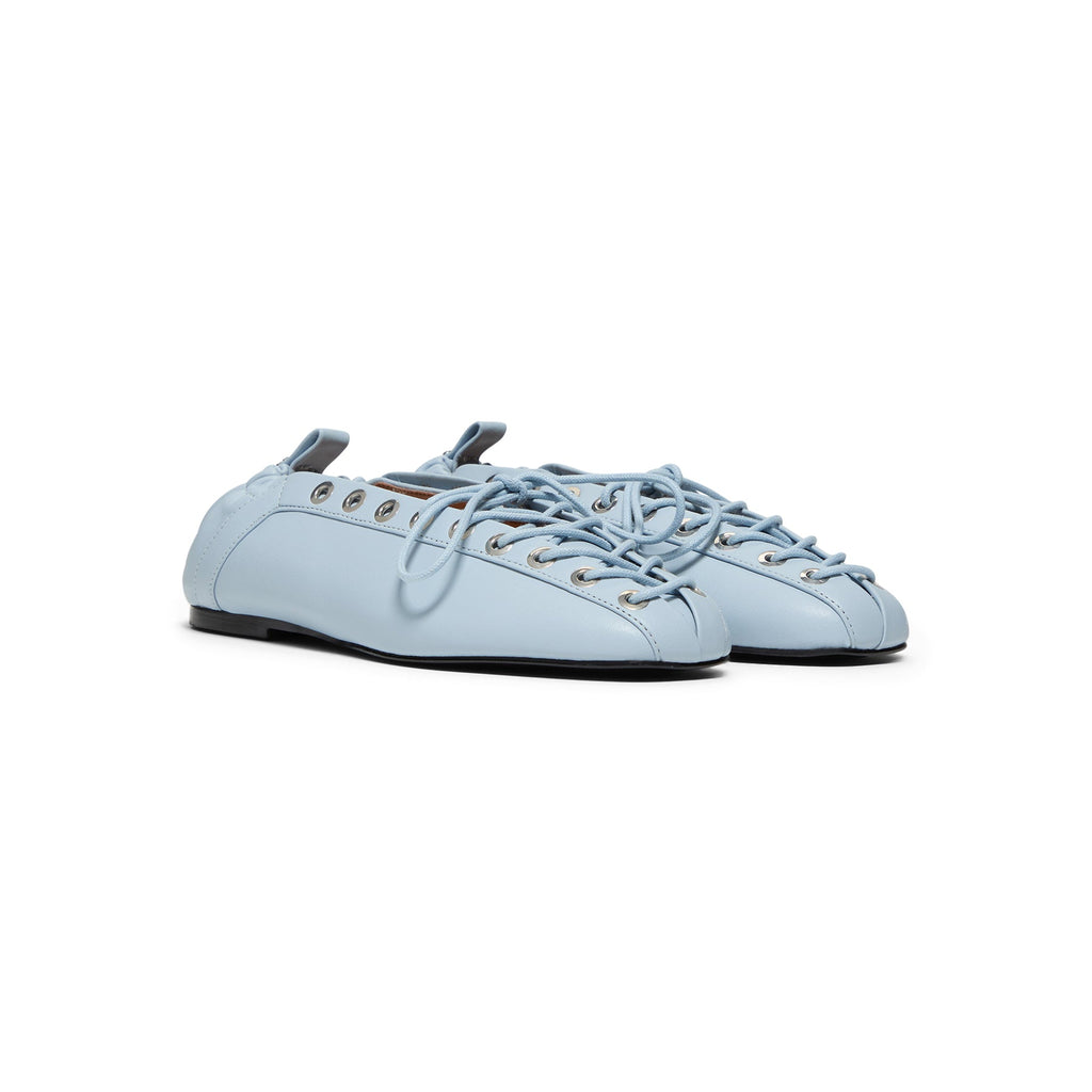 Ganni Eyelets Lace Up Ballerina S3069 175 Niagara Mist