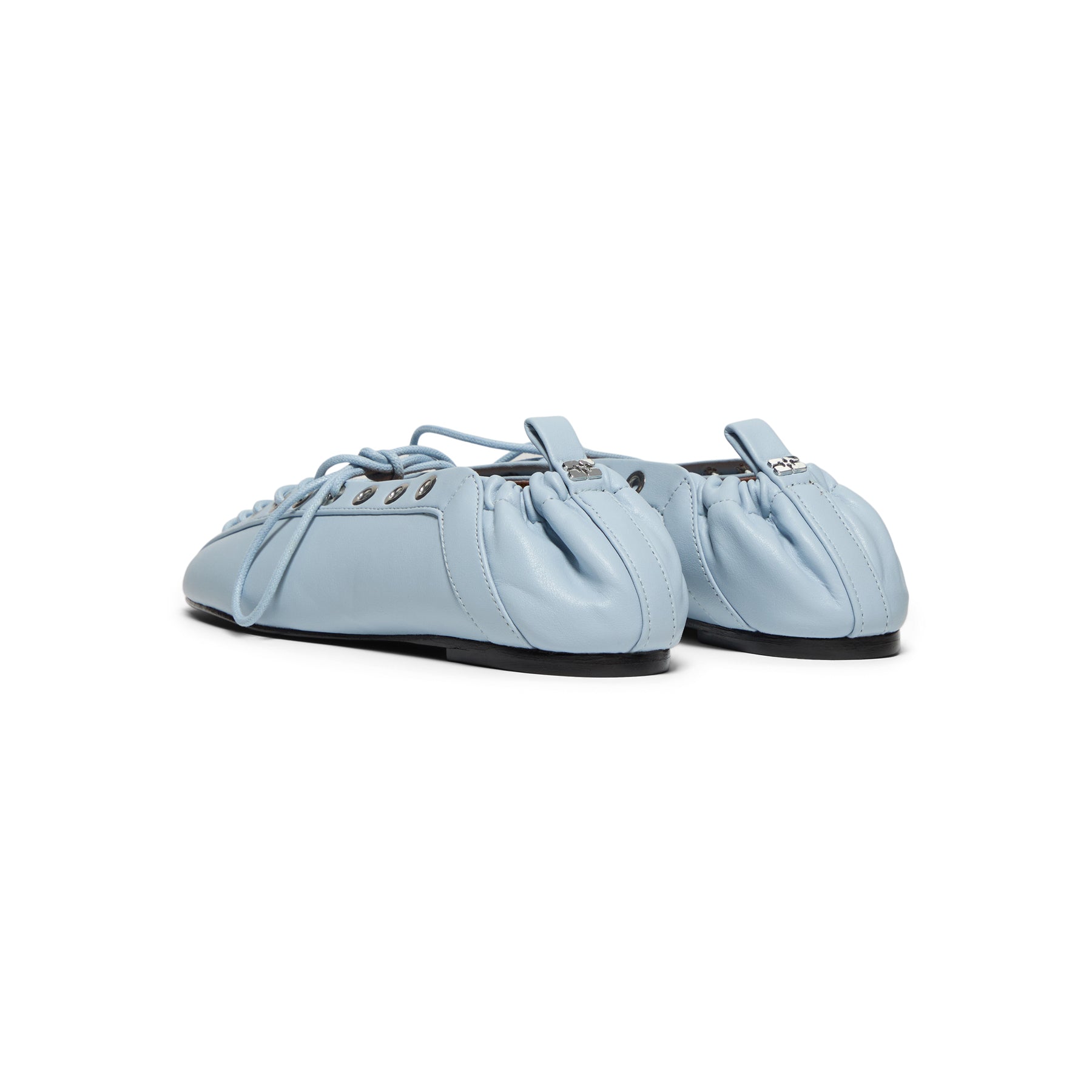 Ganni Eyelets Lace Up Ballerina S3069 175 Niagara Mist