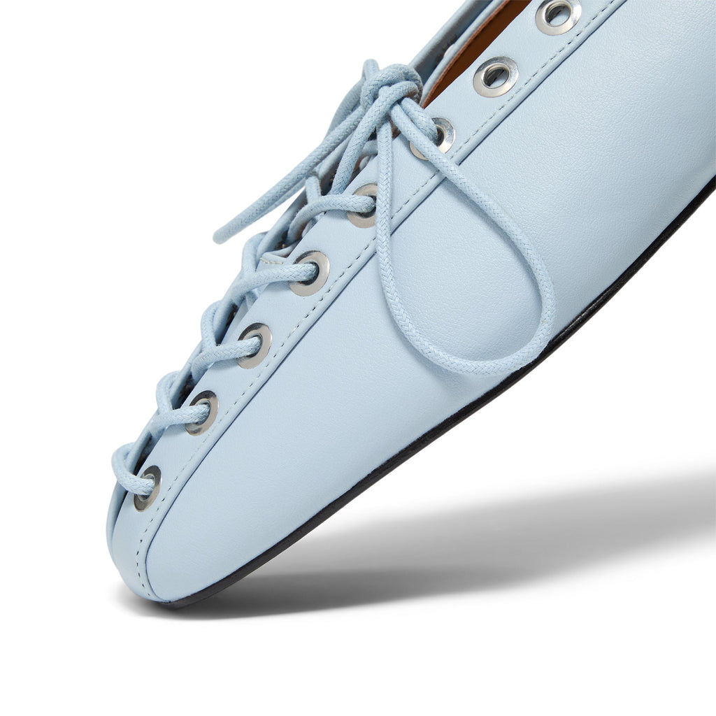 Ganni Eyelets Lace Up Ballerina S3069 175 Niagara Mist