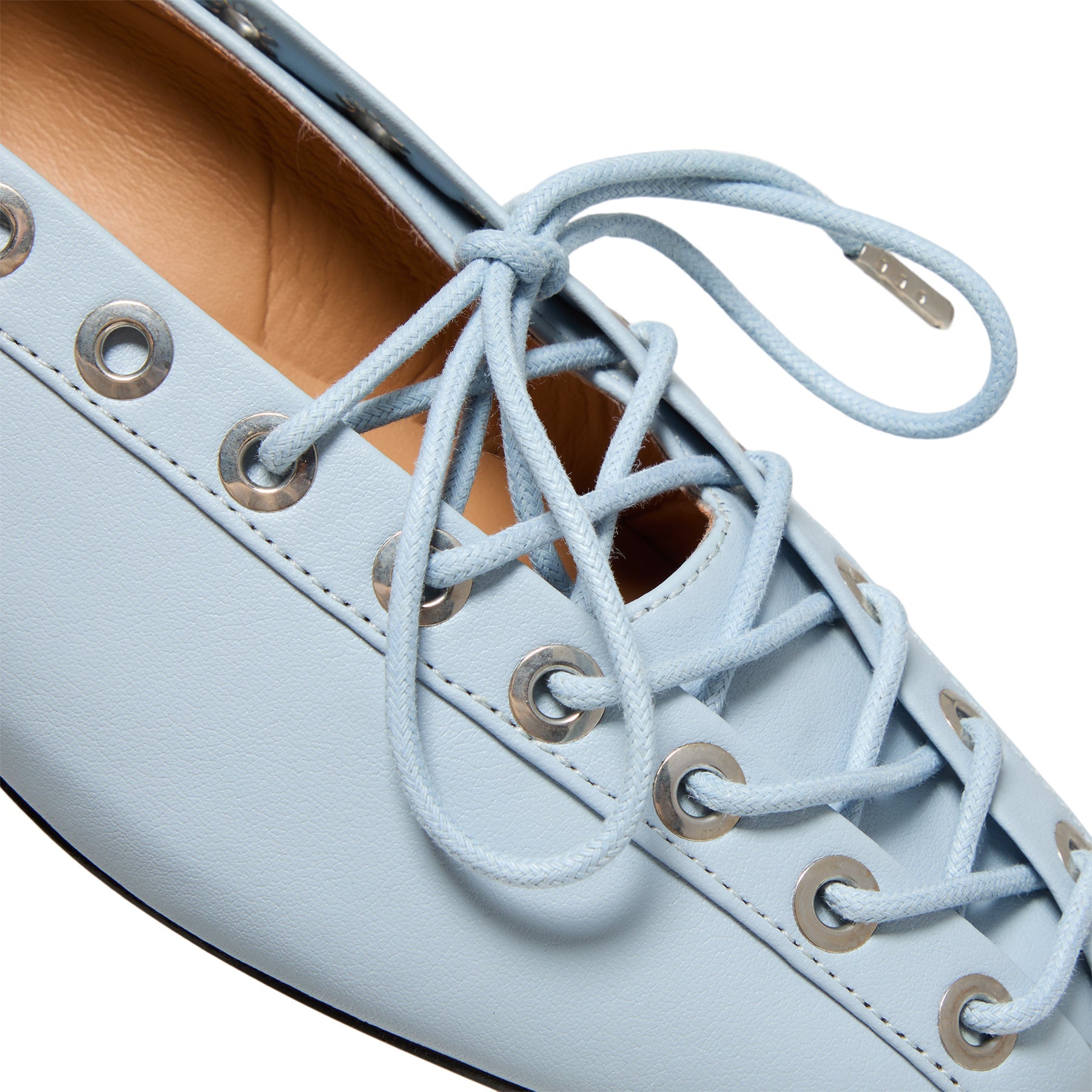 Ganni Eyelets Lace Up Ballerina S3069 175 Niagara Mist