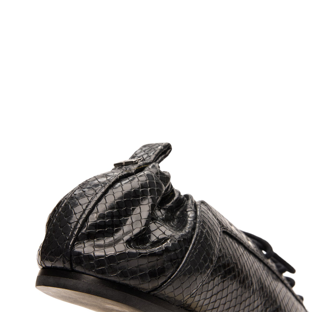 Ganni Eyelets Lace Up Ballerina Snake Black Oyster