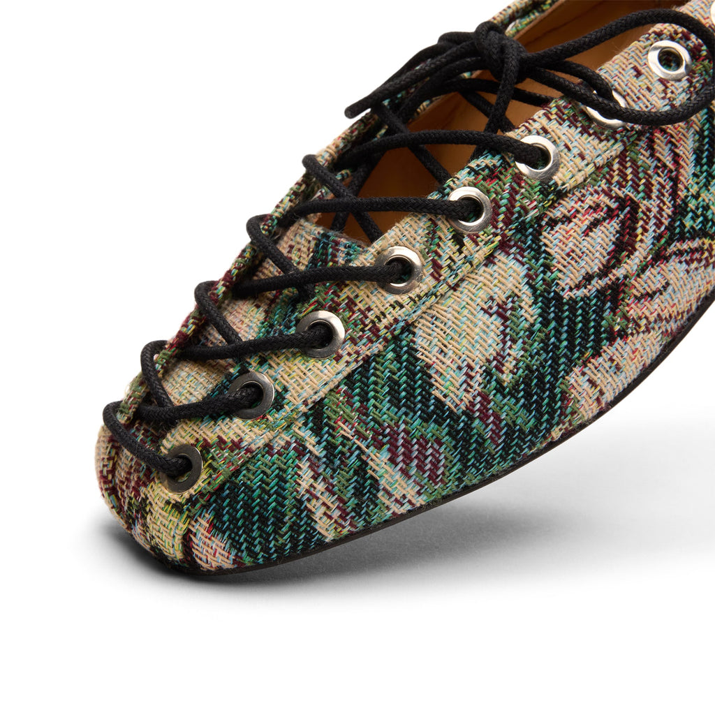 Ganni Eyelets Lace Up Ballerina Tapestry Jadeite