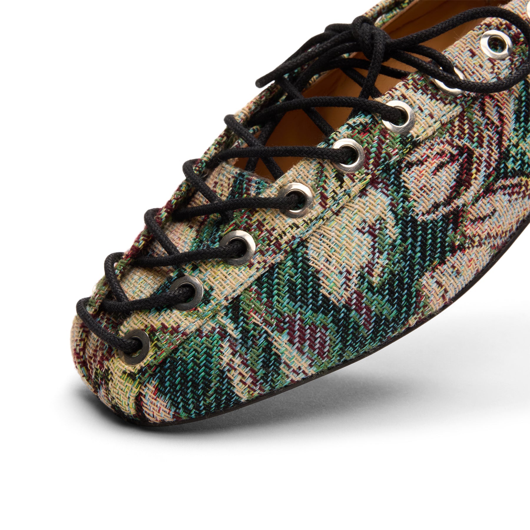 Ganni Eyelets Lace Up Ballerina Tapestry Jadeite