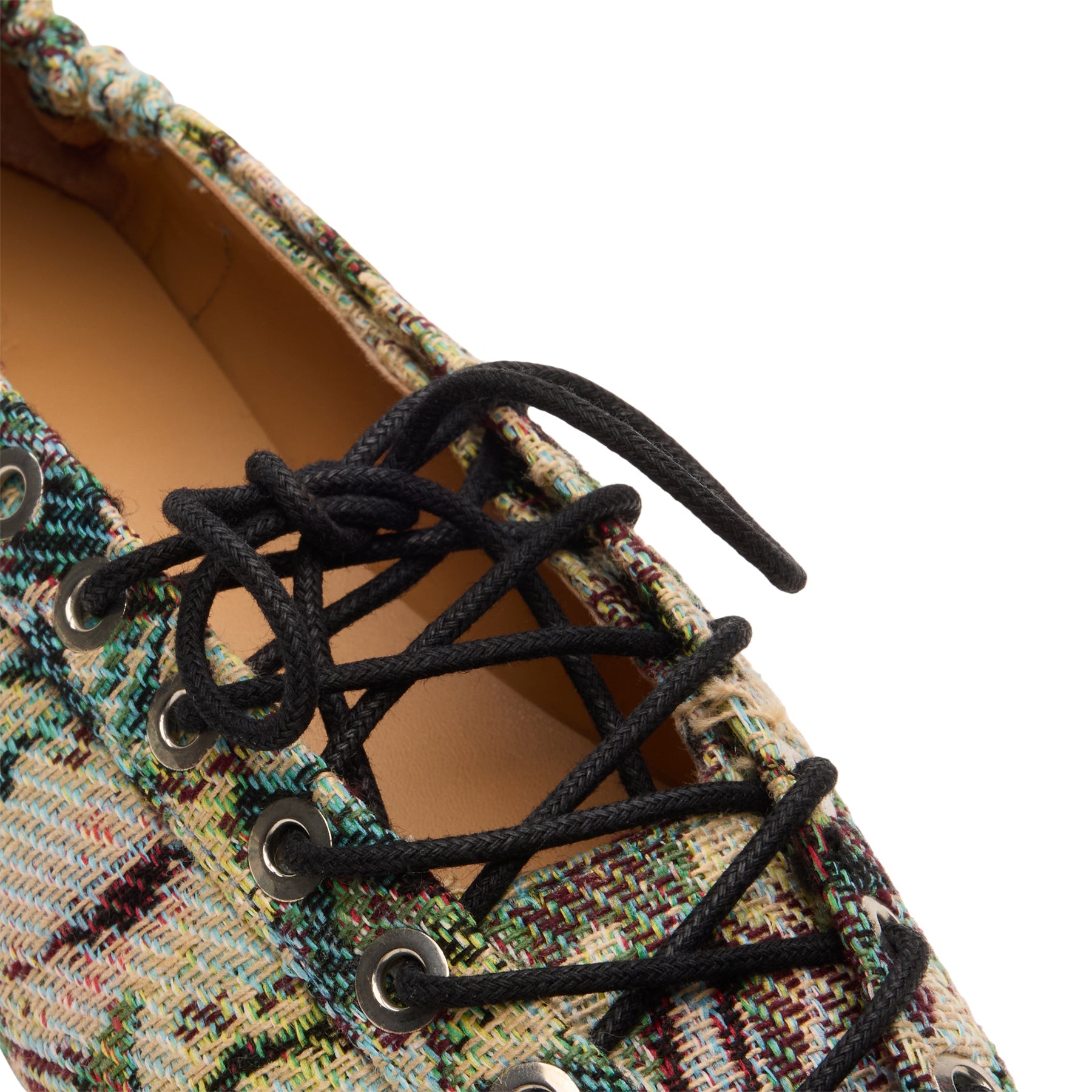 Ganni Eyelets Lace Up Ballerina Tapestry Jadeite