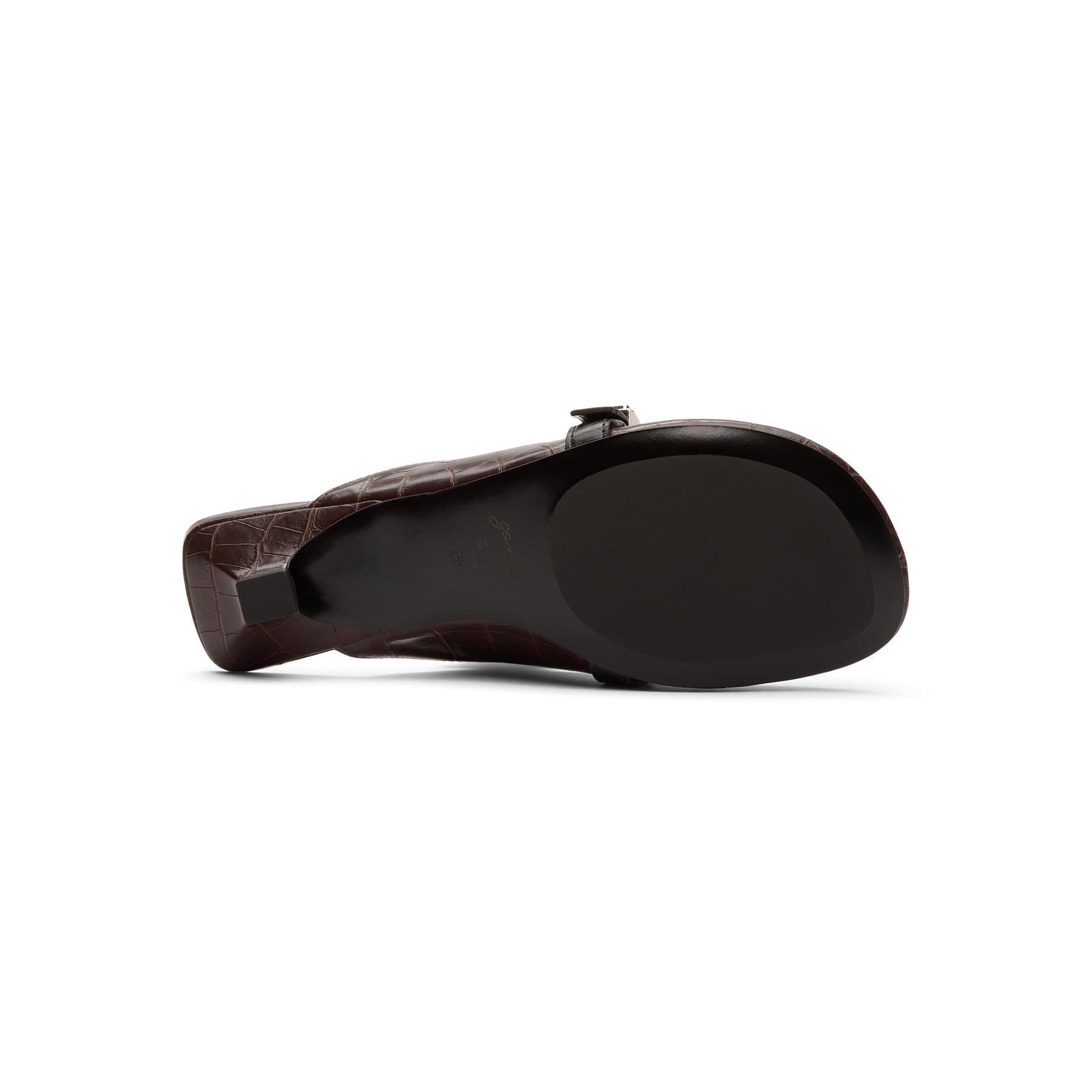Ganni Sue Heeled Mules Croc Leather (Chocolate Fondant)