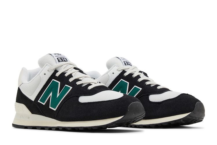 New Balance 574 Black White Marsh Green