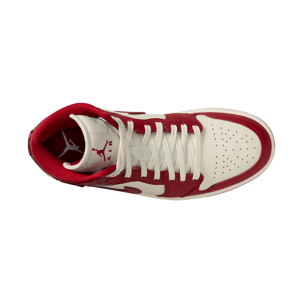Women's Air Jordan 1 Mid SE "Red Cracked Leather"
