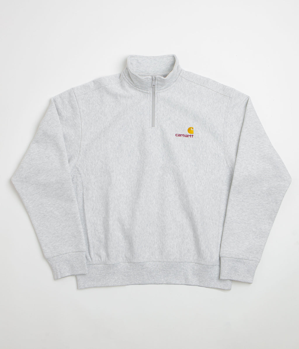 Carhartt Half Zip American Script Sweatshirt - Ash Heather
