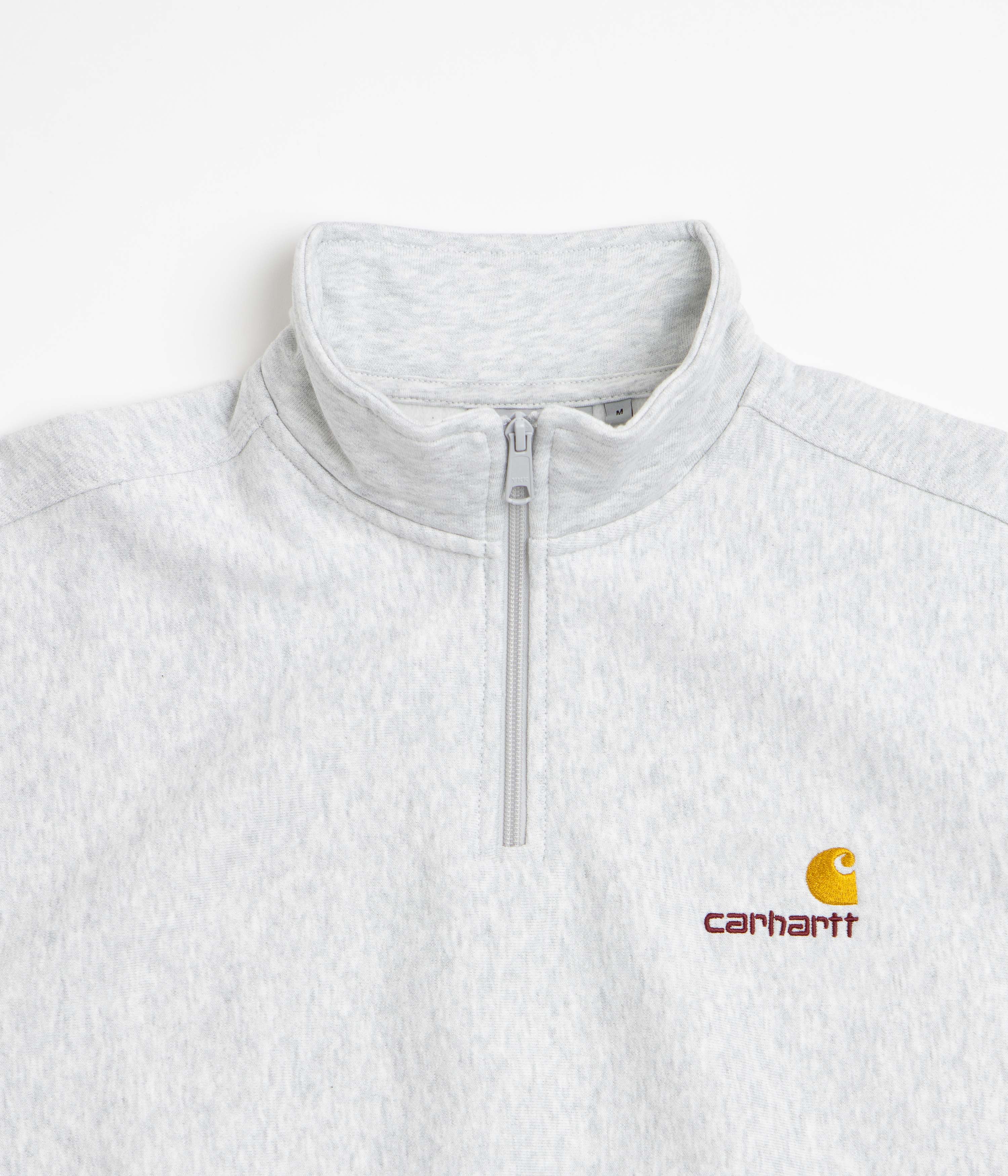 Carhartt Half Zip American Script Sweatshirt - Ash Heather