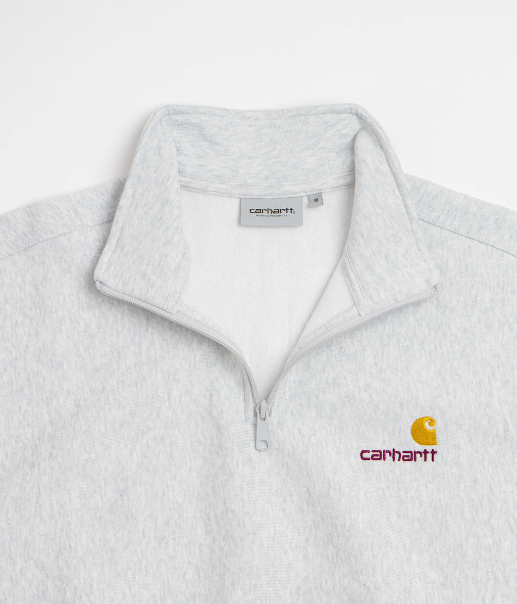 Carhartt Half Zip American Script Sweatshirt - Ash Heather