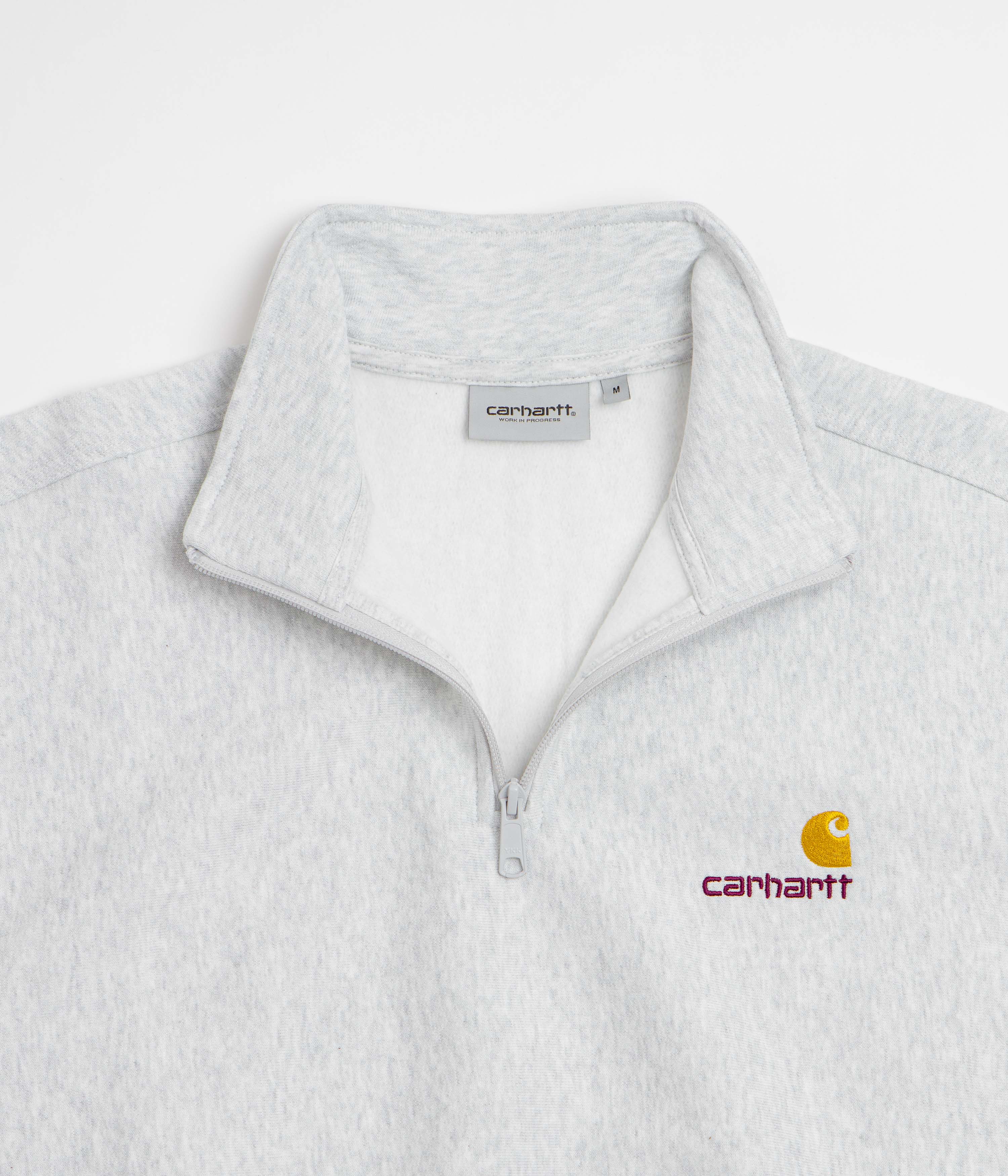 Carhartt Half Zip American Script Sweatshirt - Ash Heather