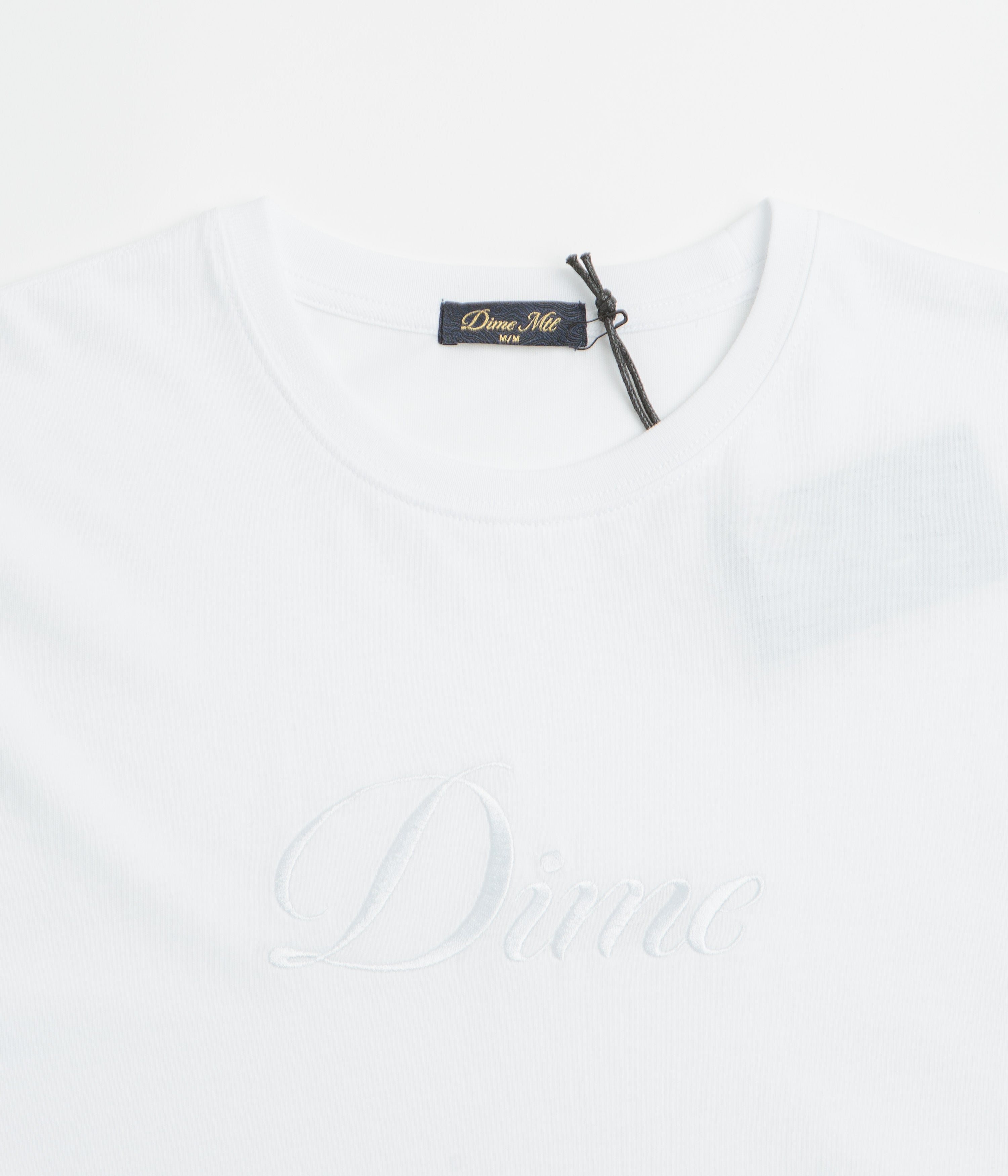 Dime Cursive T-Shirt - White / Grey
