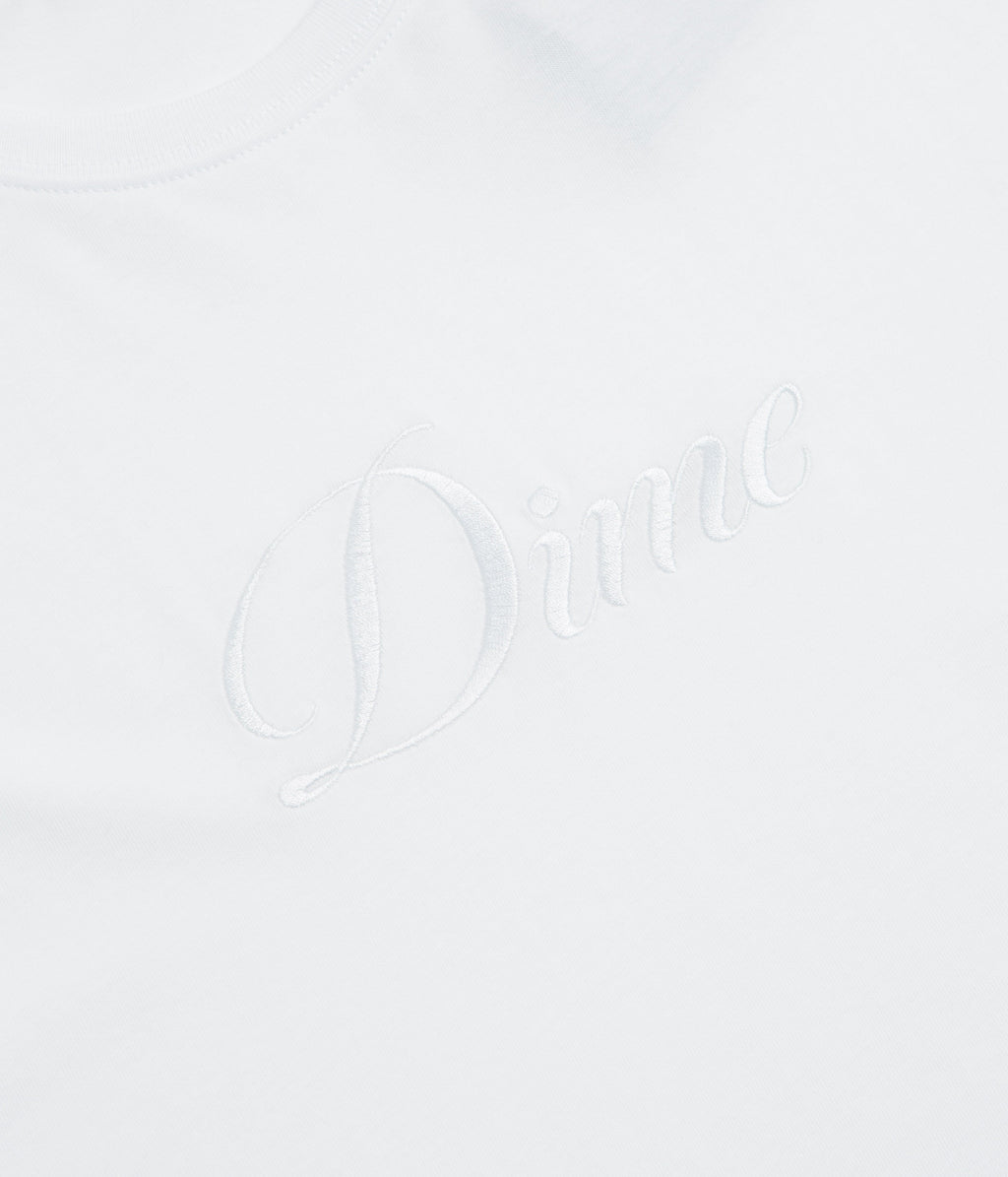 Dime Cursive T-Shirt - White / Grey