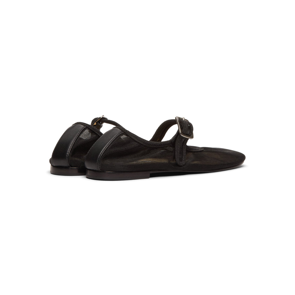 Sandy Liang Mary Jane Mesh Ballerina Flats (Black)