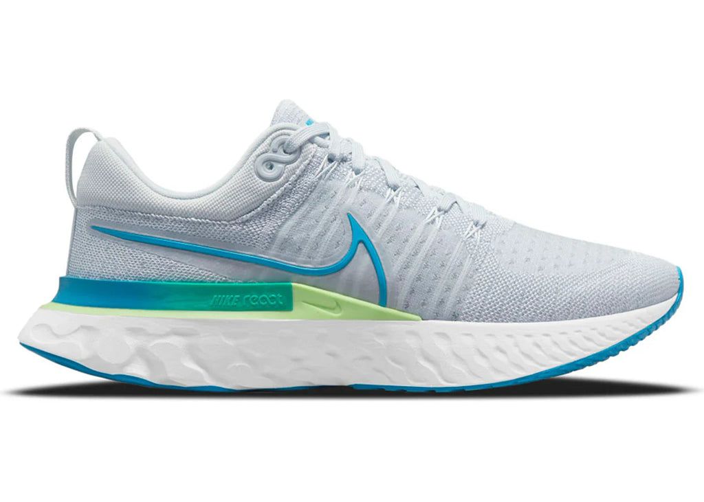Nike React Infinity Run Flyknit 2 Pure Platinum Emerald Laser Blue