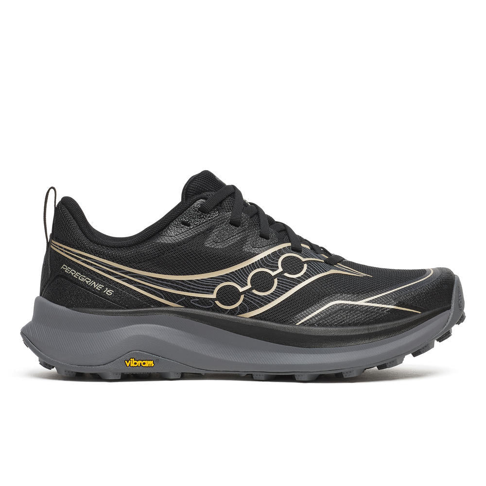 Saucony Women's Peregrine 16 Running Shoes in Black/Carbon (Wide)