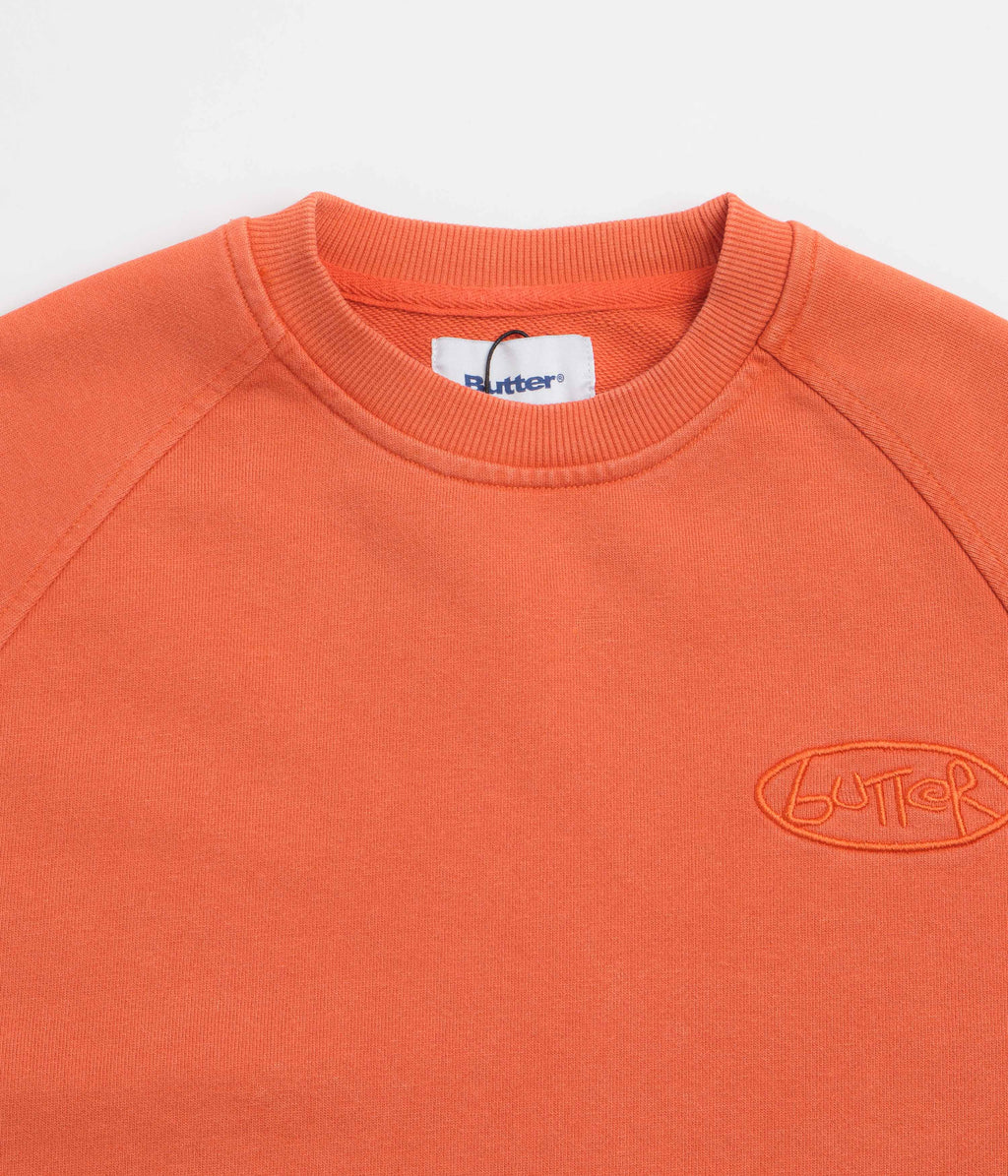 Butter Goods Scrubbed Crewneck Sweatshirt - Tangerine