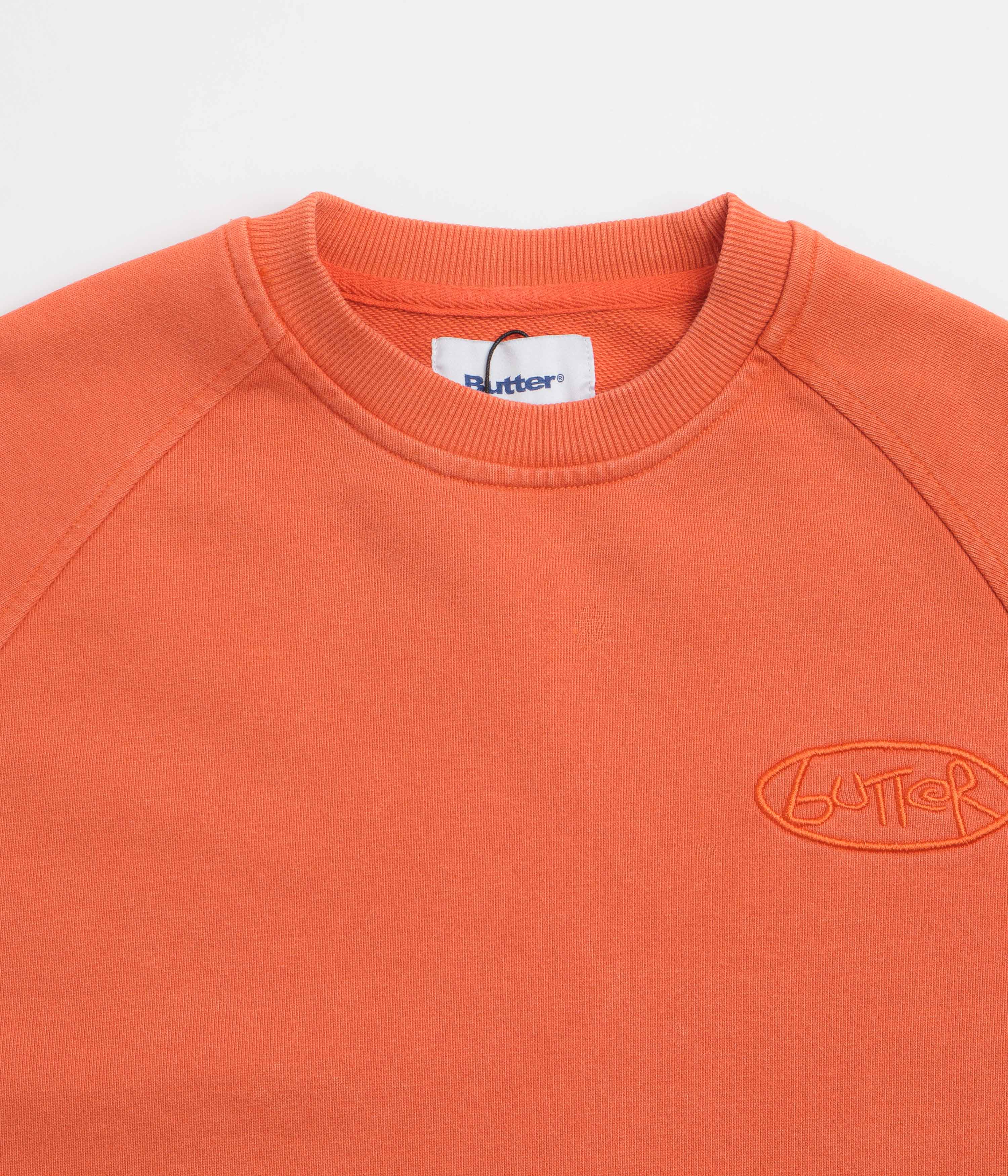 Butter Goods Scrubbed Crewneck Sweatshirt - Tangerine