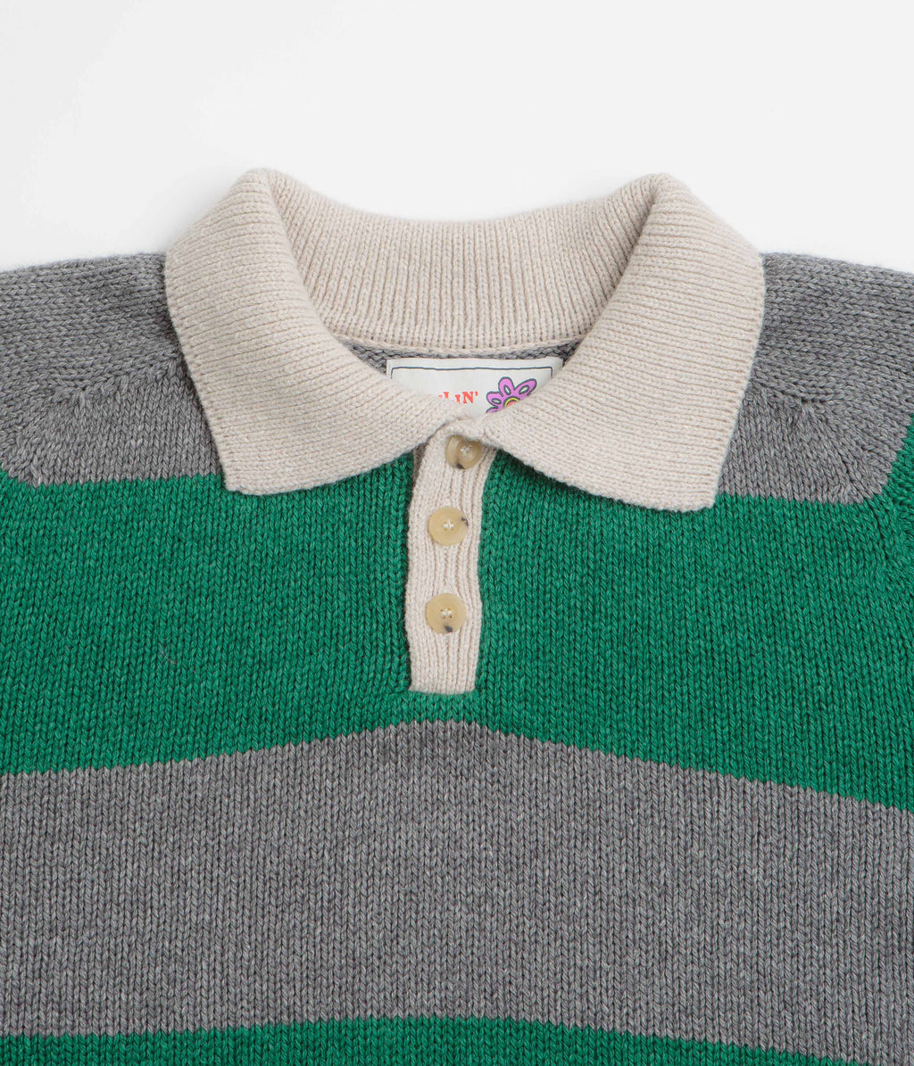 Howlin' College Is Fun Rugby Polo Shirt - Green Whisper