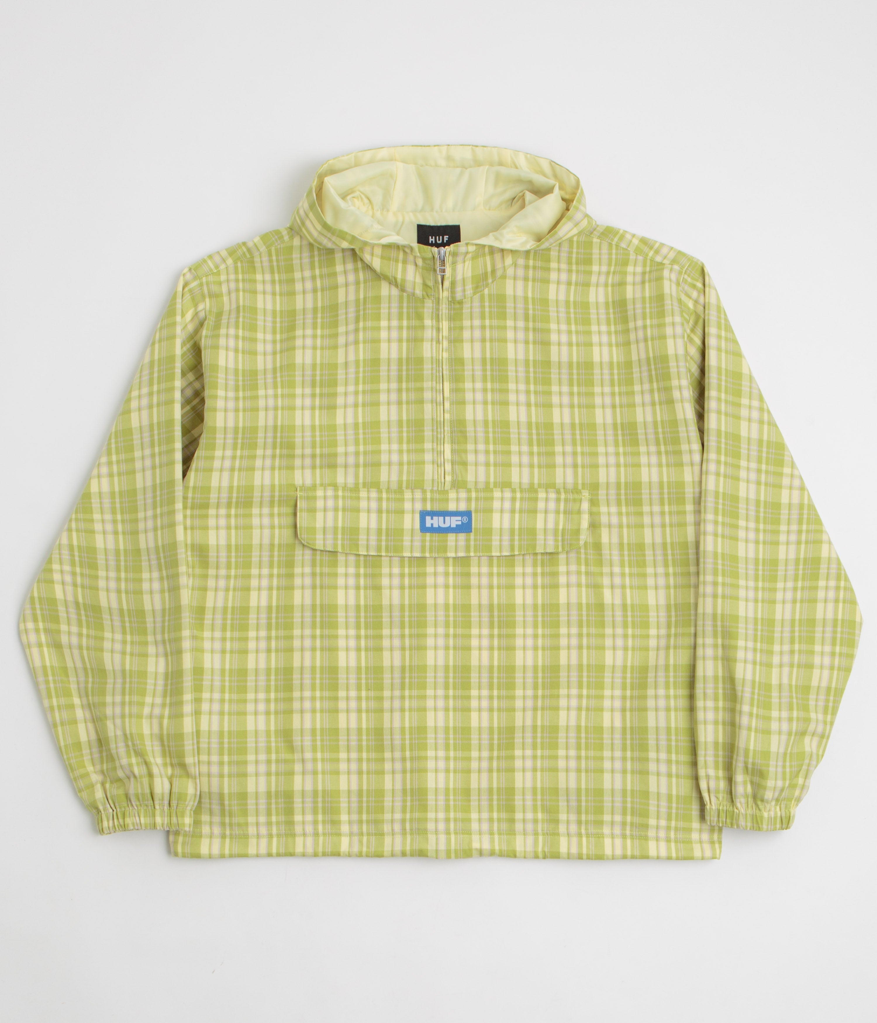 HUF Rivington Plaid 1/4 Zip Anorak - Tarragon