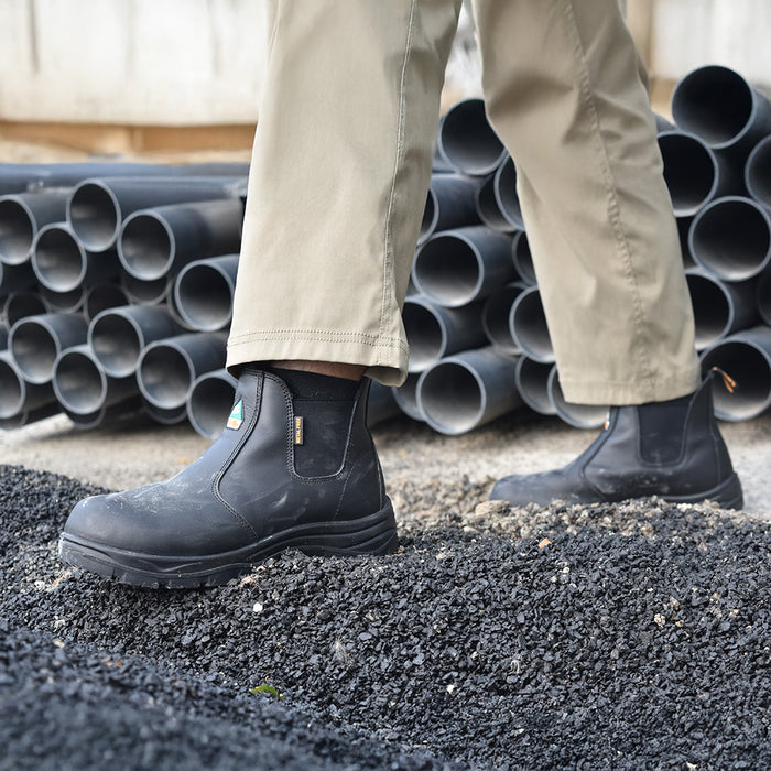 Men's CSA ASTM Composite Toe Chelsea Work Boots - Timber Black - MooseLog