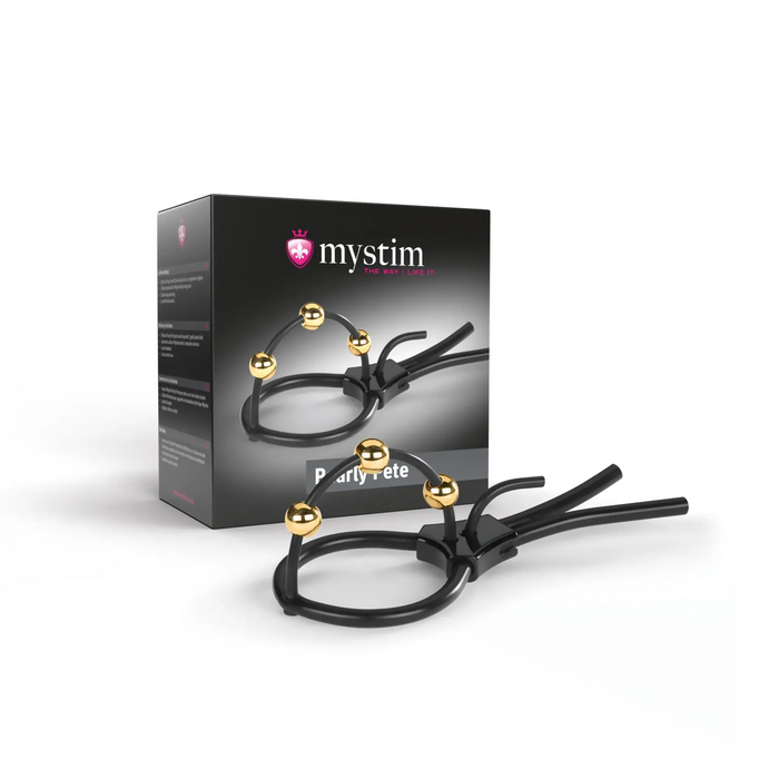 Mystim Pearly Pete - Corona Strap with golden balls