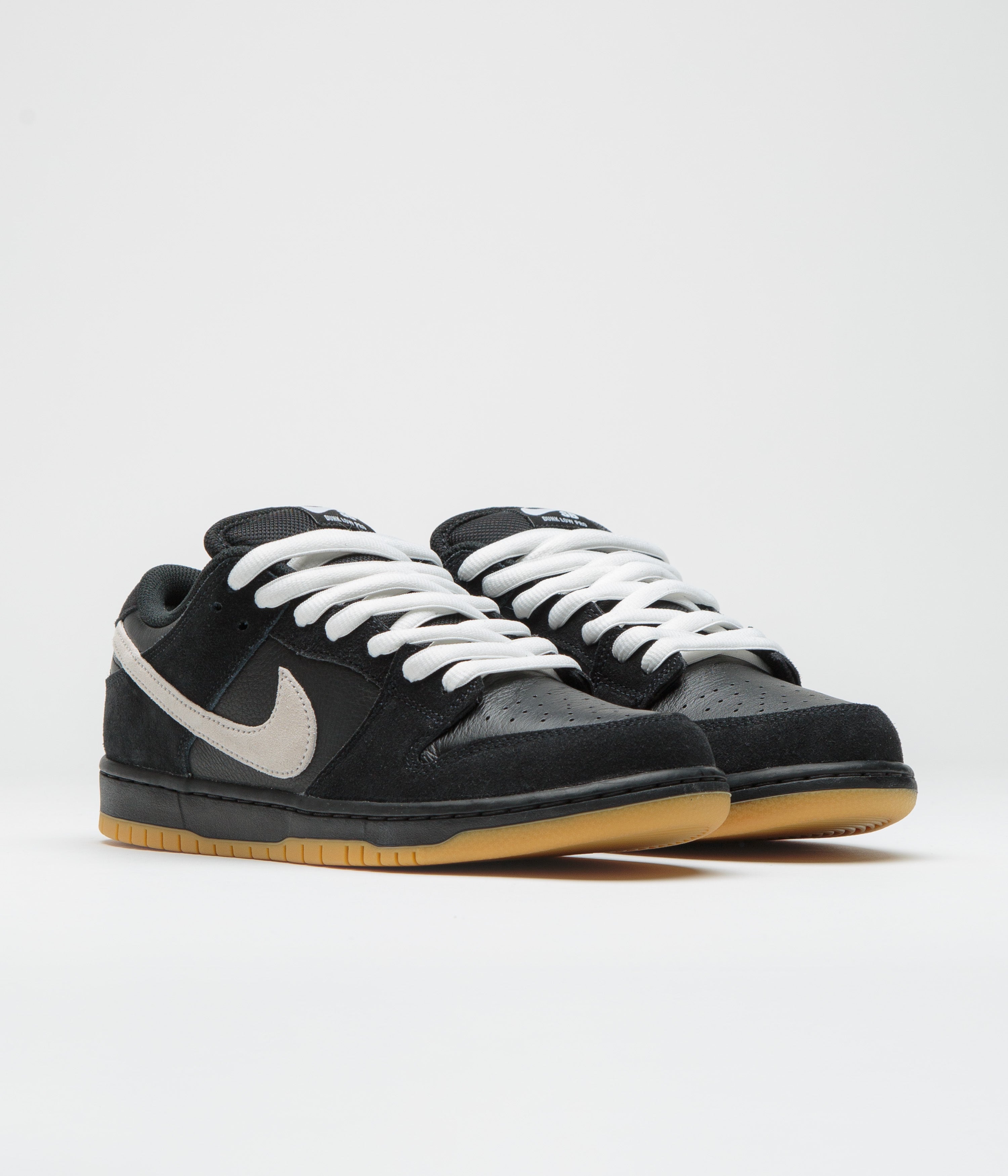 Nike SB Dunk Low Pro Shoes - Black / White - Black - Gum Light Brown - Black