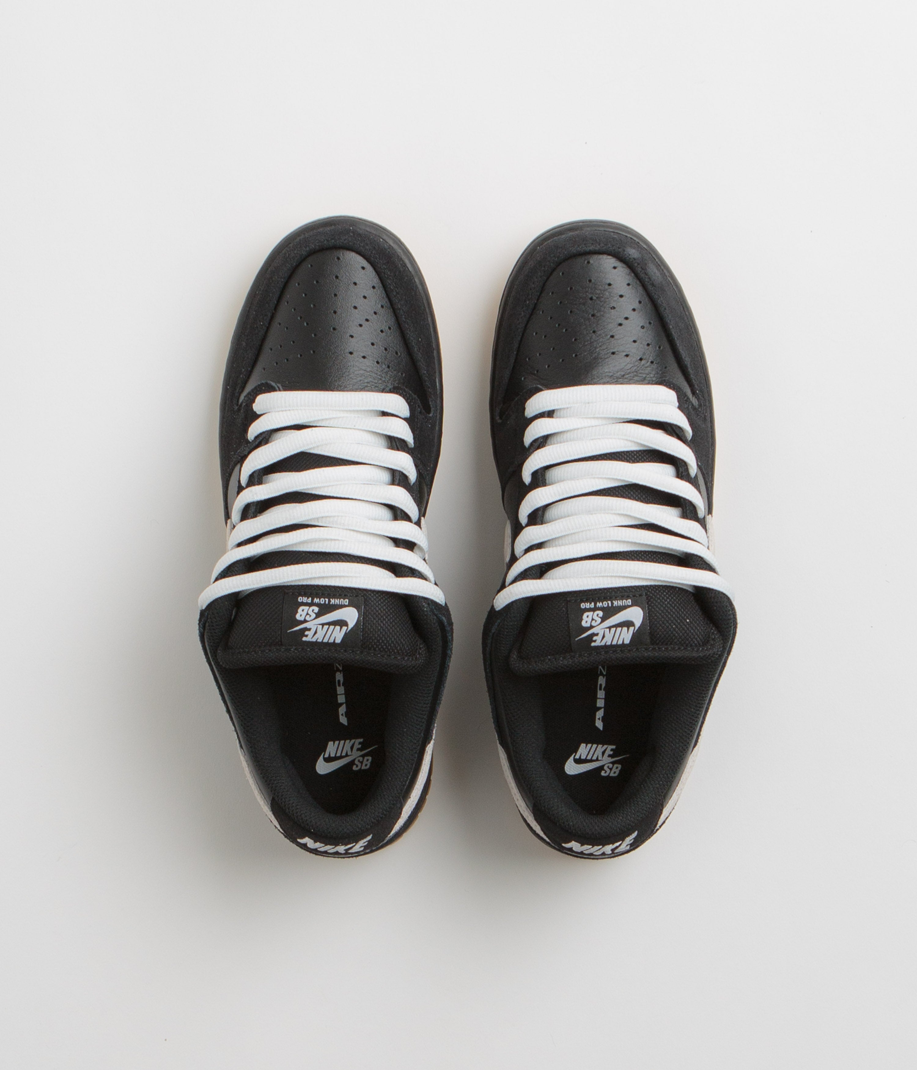 Nike SB Dunk Low Pro Shoes - Black / White - Black - Gum Light Brown - Black