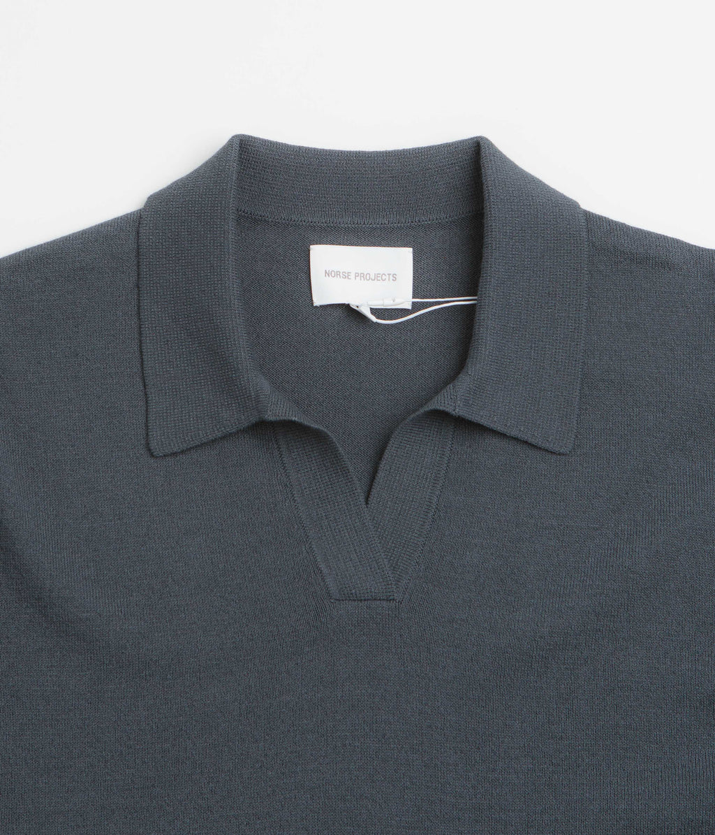 Norse Projects Anholt Cotton Paper Polo Shirt - Graphite