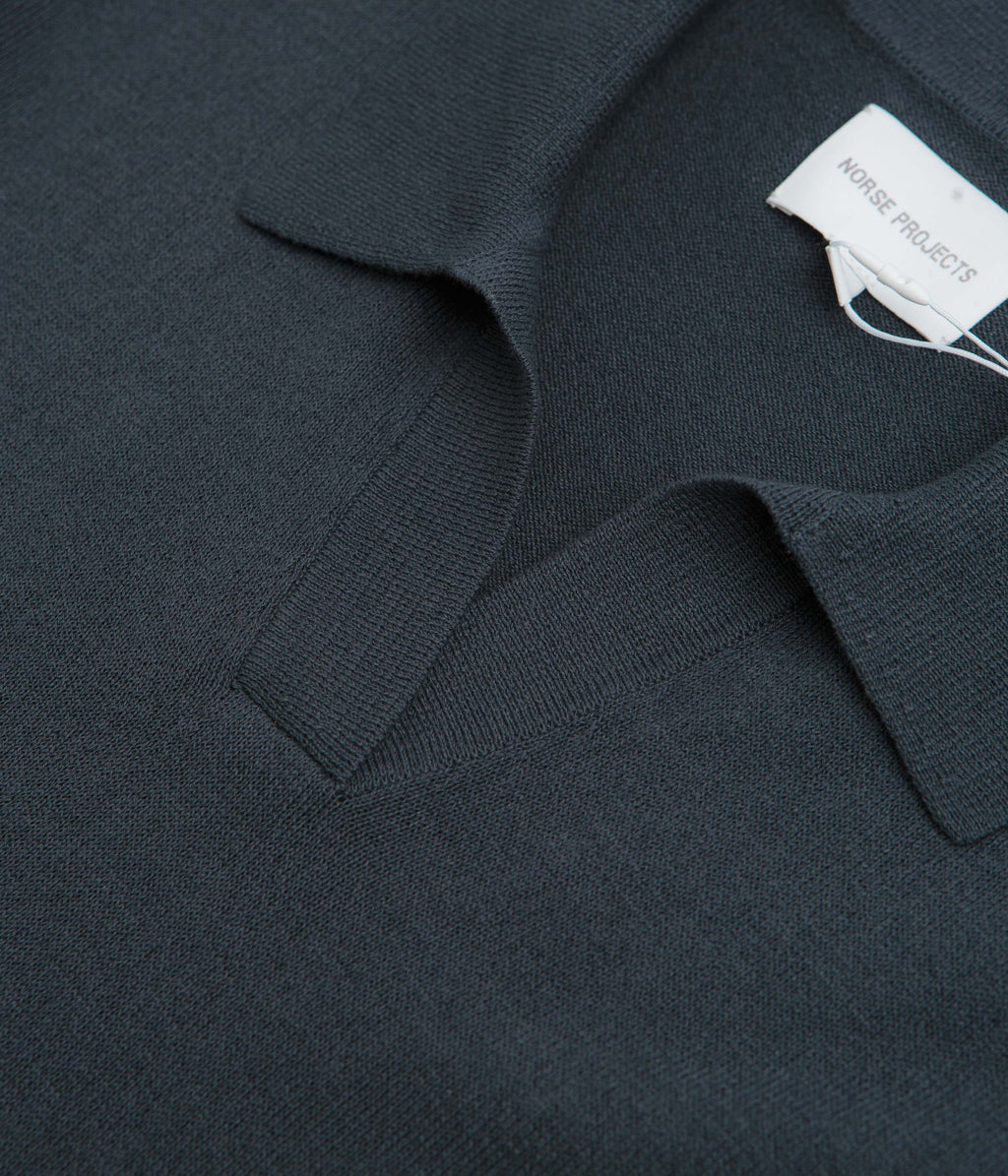 Norse Projects Anholt Cotton Paper Polo Shirt - Graphite