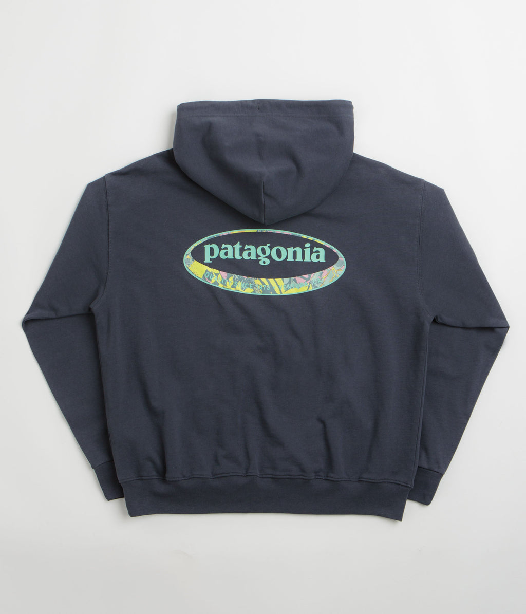 Patagonia Womens 95 Oval Logo Daily Hoodie - Smolder Blue: Moon Tripper