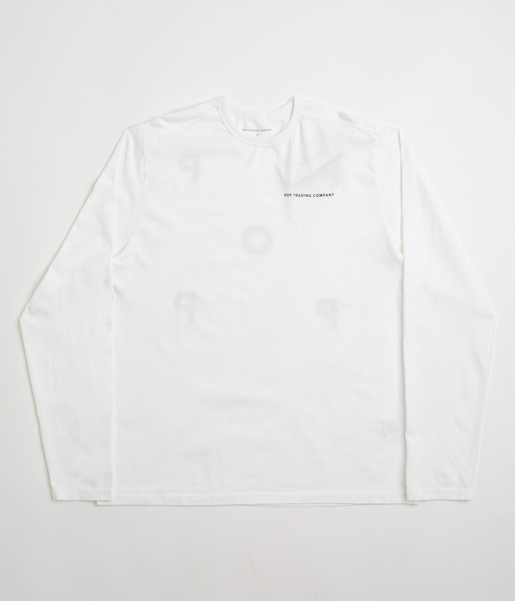 Pop Trading Company Logo Long Sleeve T-Shirt - White / Black