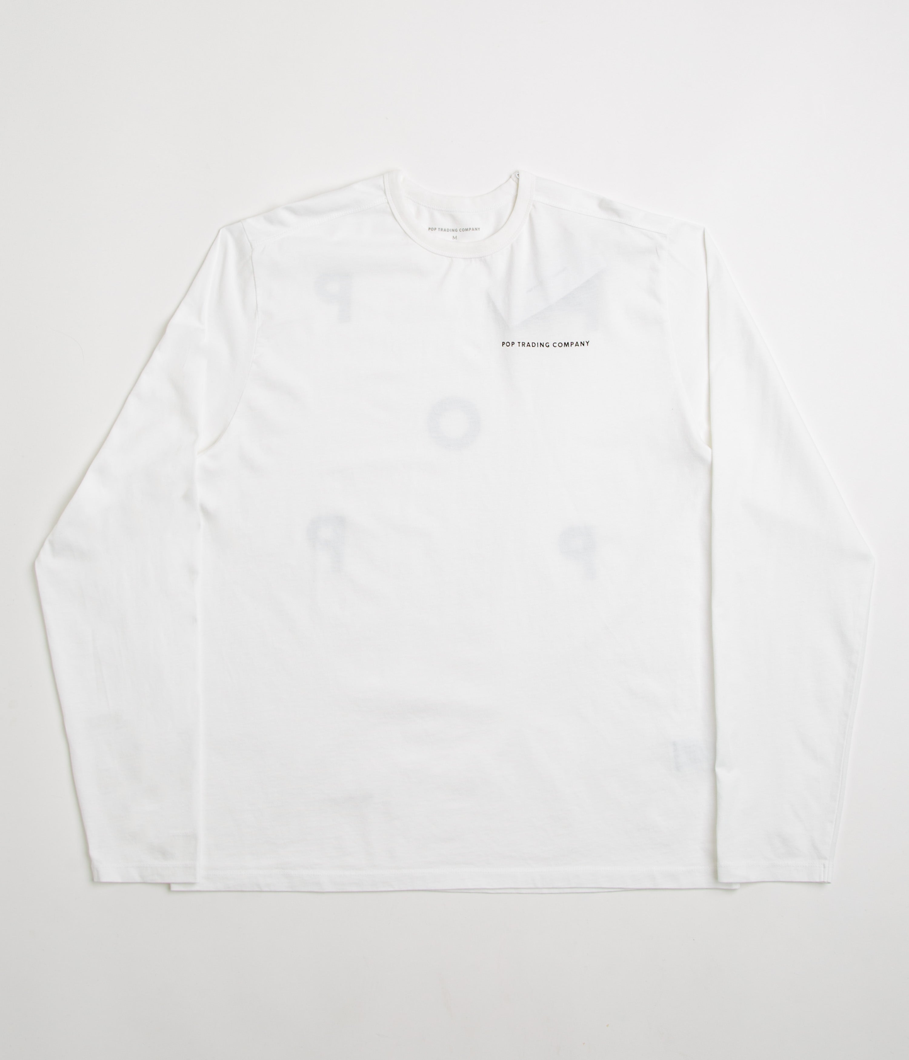 Pop Trading Company Logo Long Sleeve T-Shirt - White / Black