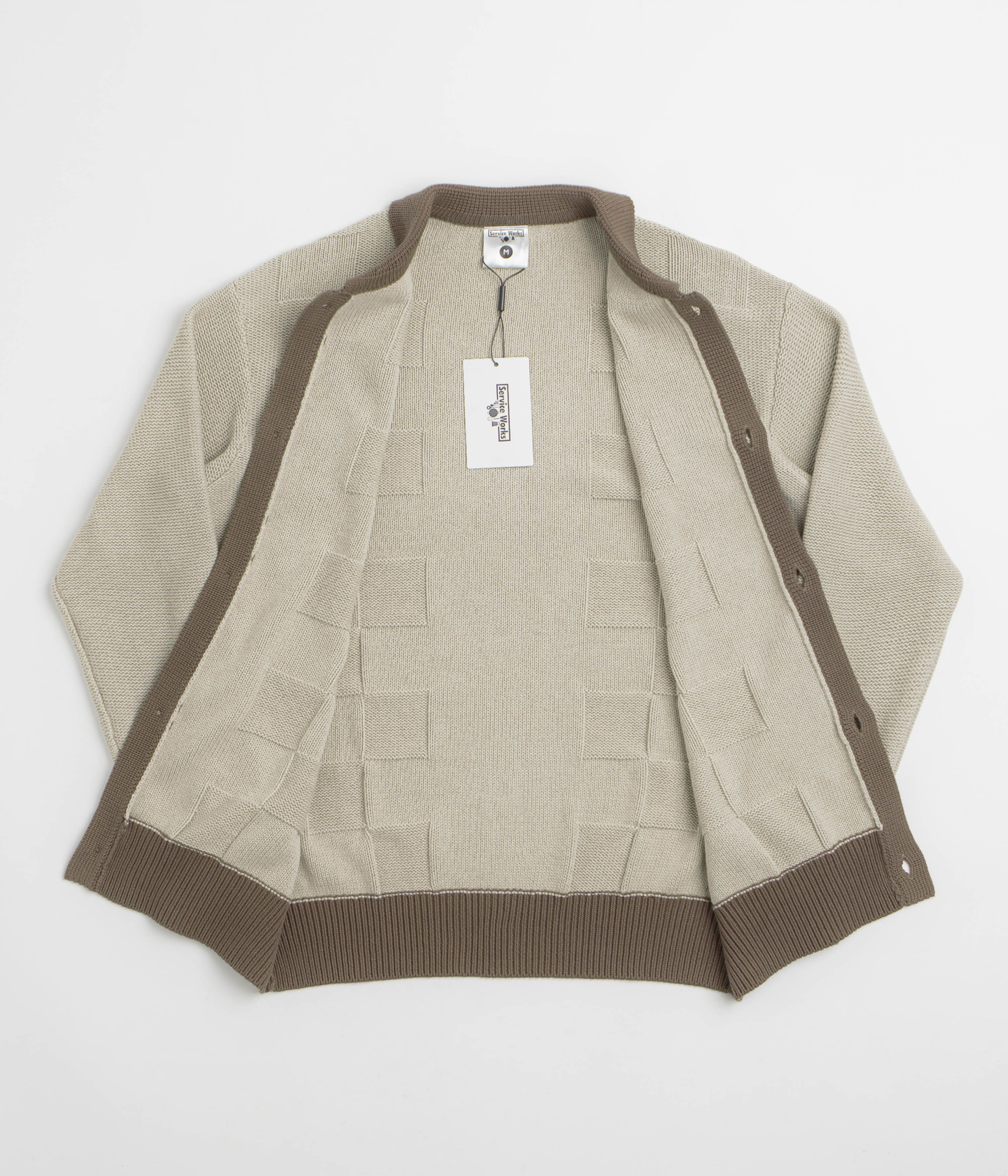 Service Works Check Panel Cardigan - Mushroom