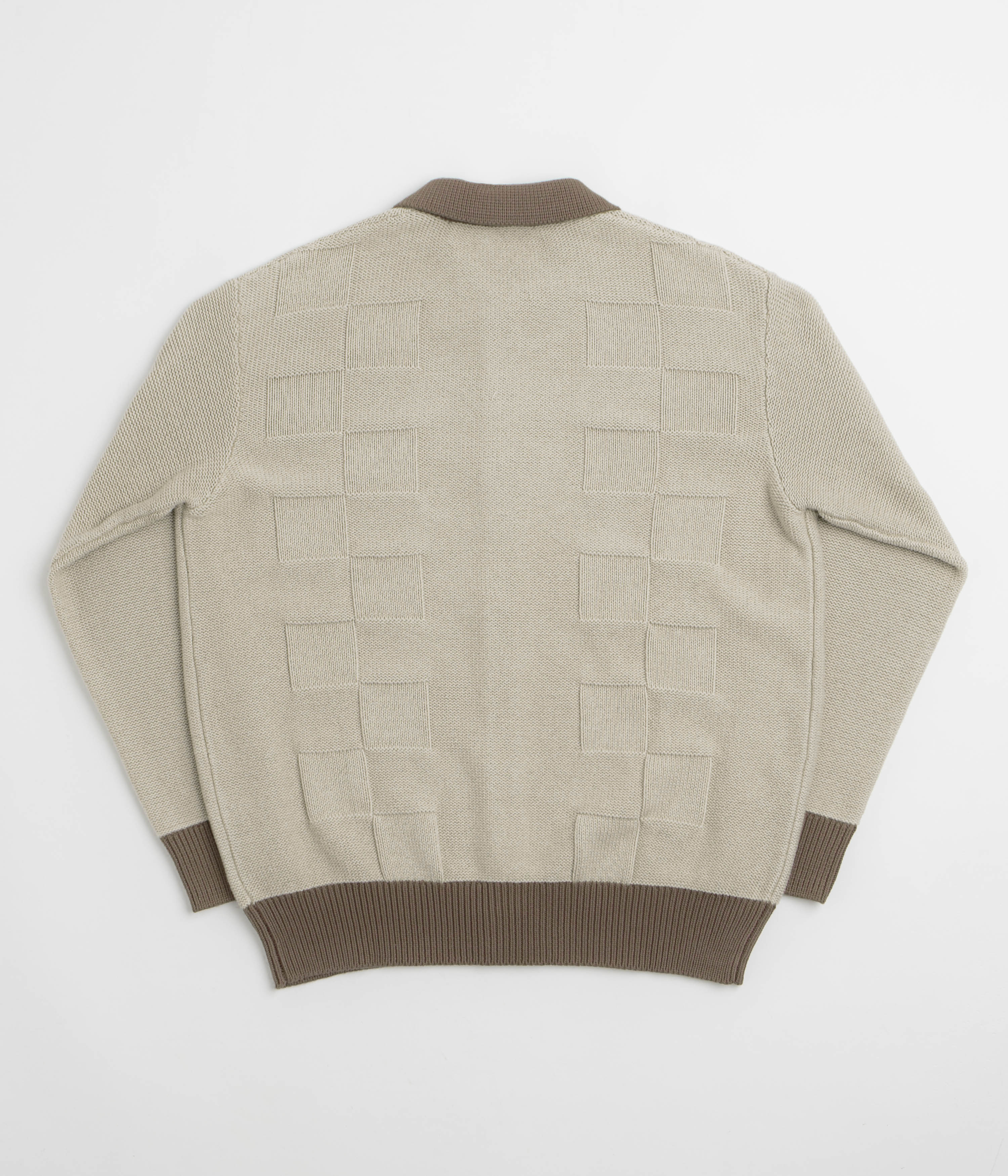 Service Works Check Panel Cardigan - Mushroom