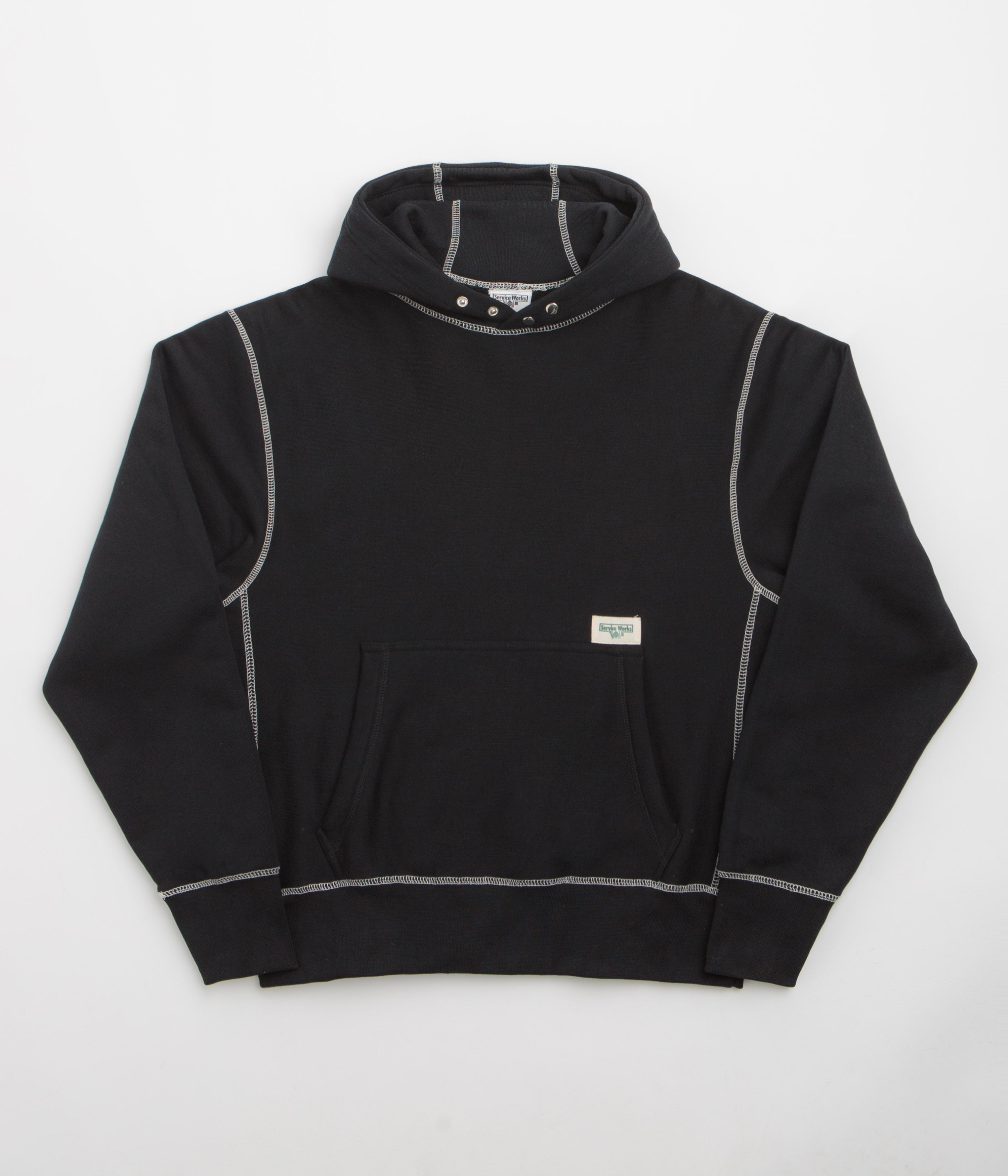 Service Works Contrast Stitch Hoodie - Black