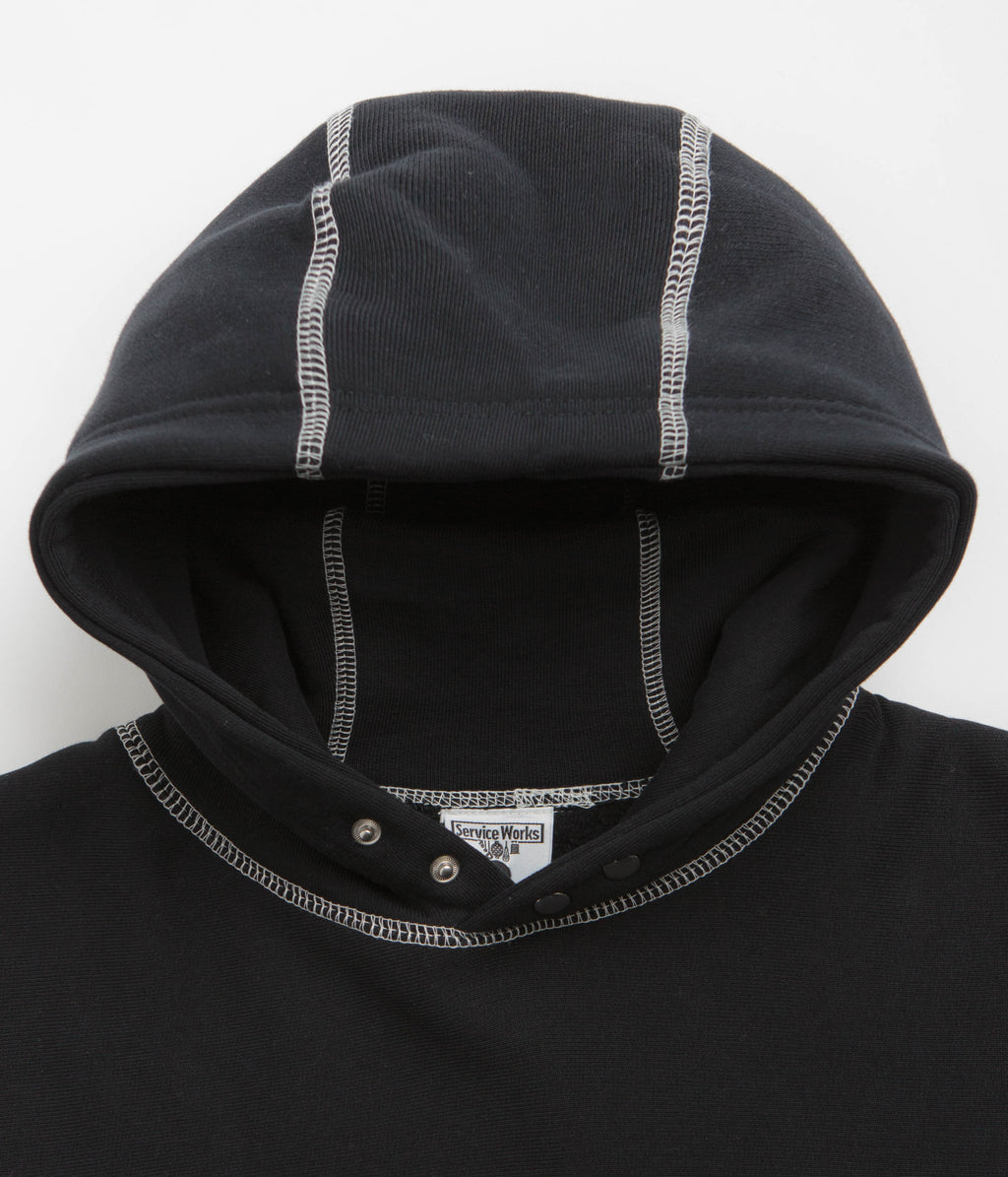Service Works Contrast Stitch Hoodie - Black