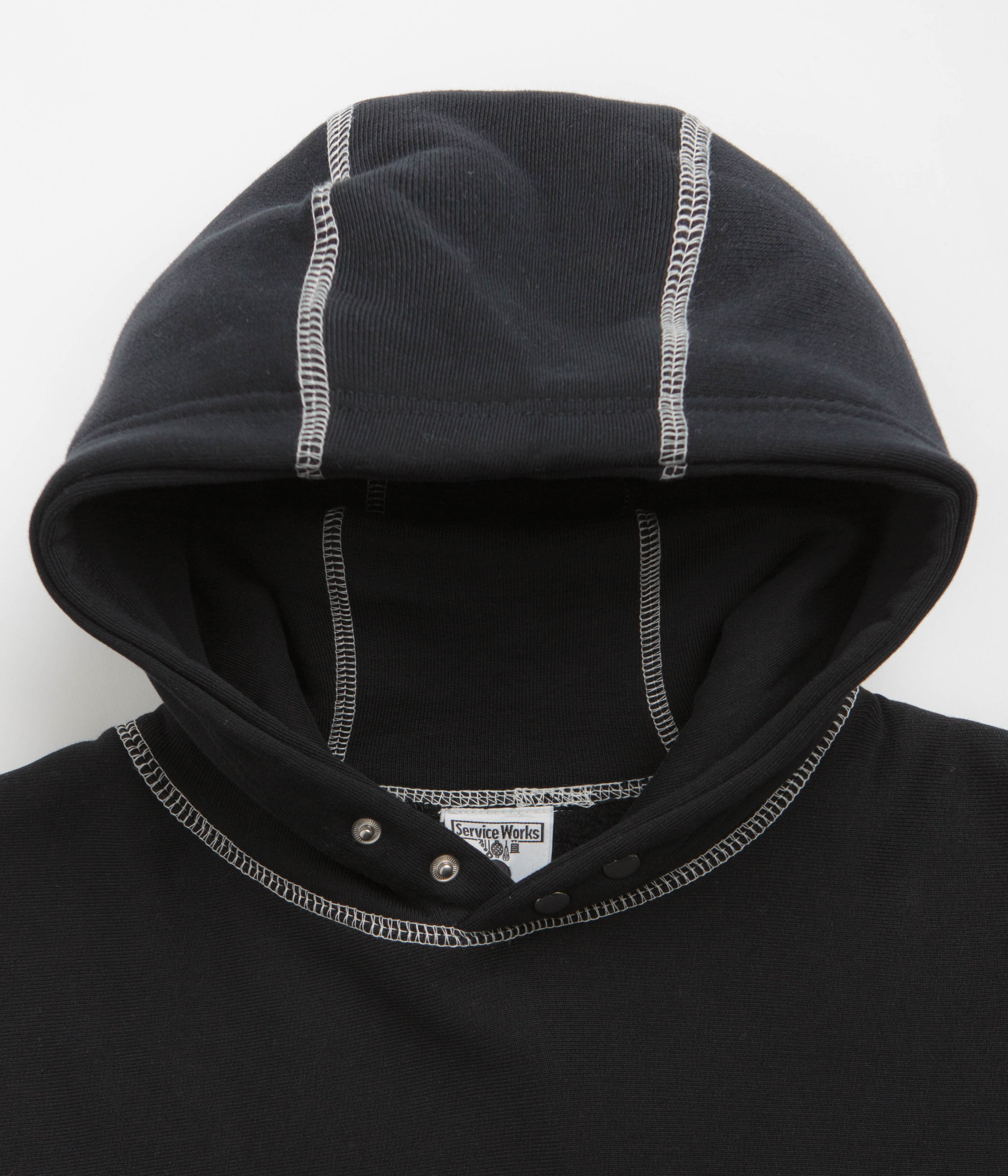Service Works Contrast Stitch Hoodie - Black