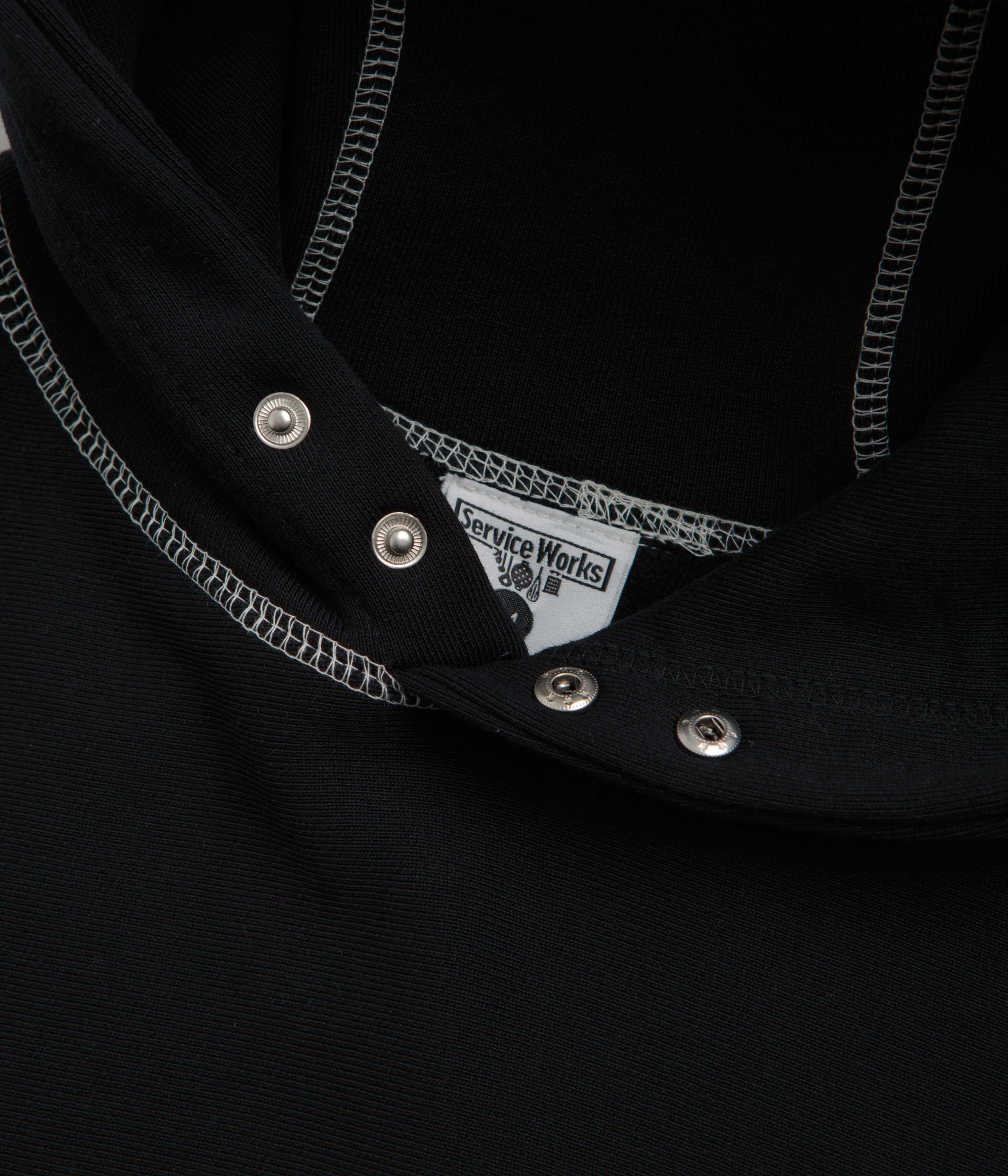Service Works Contrast Stitch Hoodie - Black