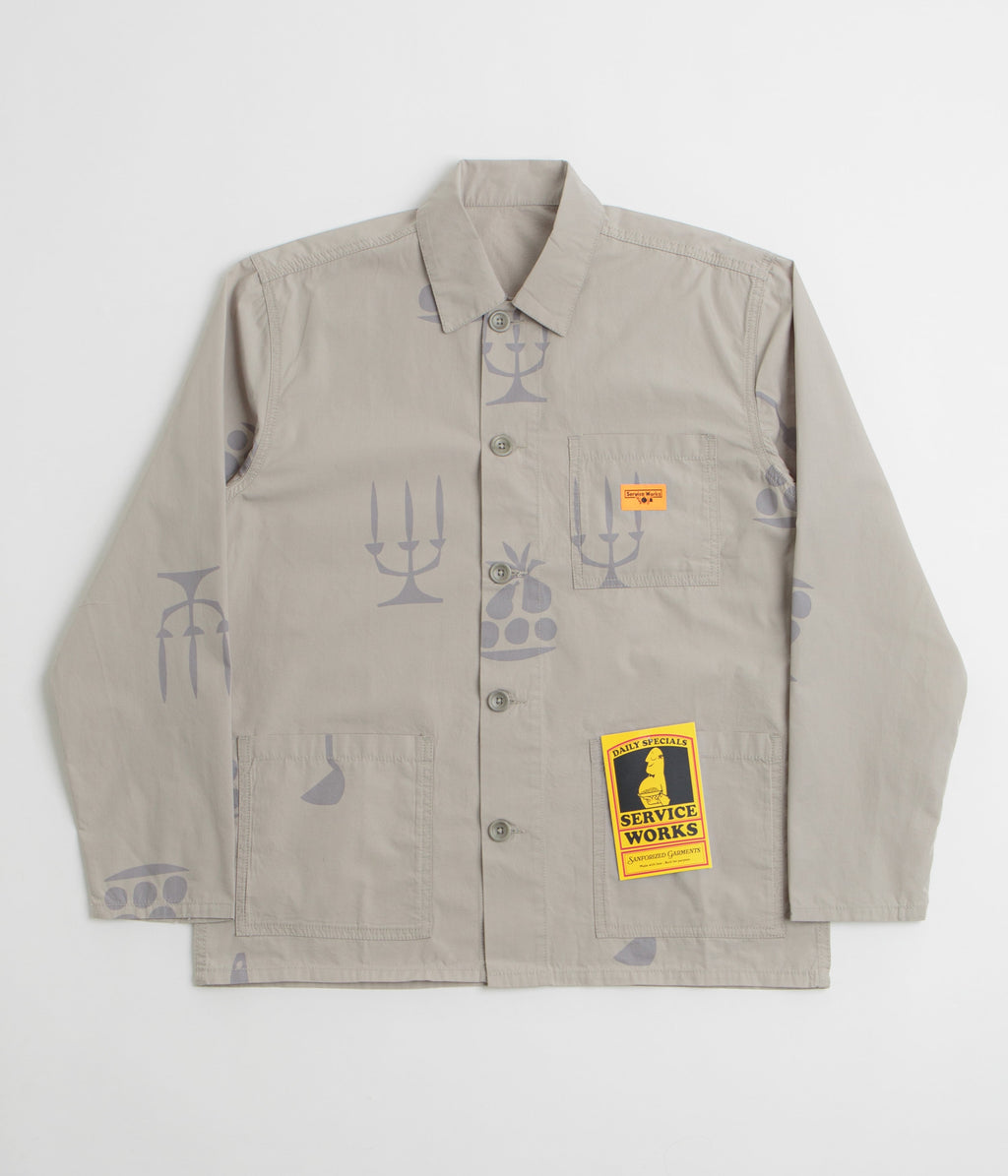 Service Works Poplin Printed Chore Shirt - Stone