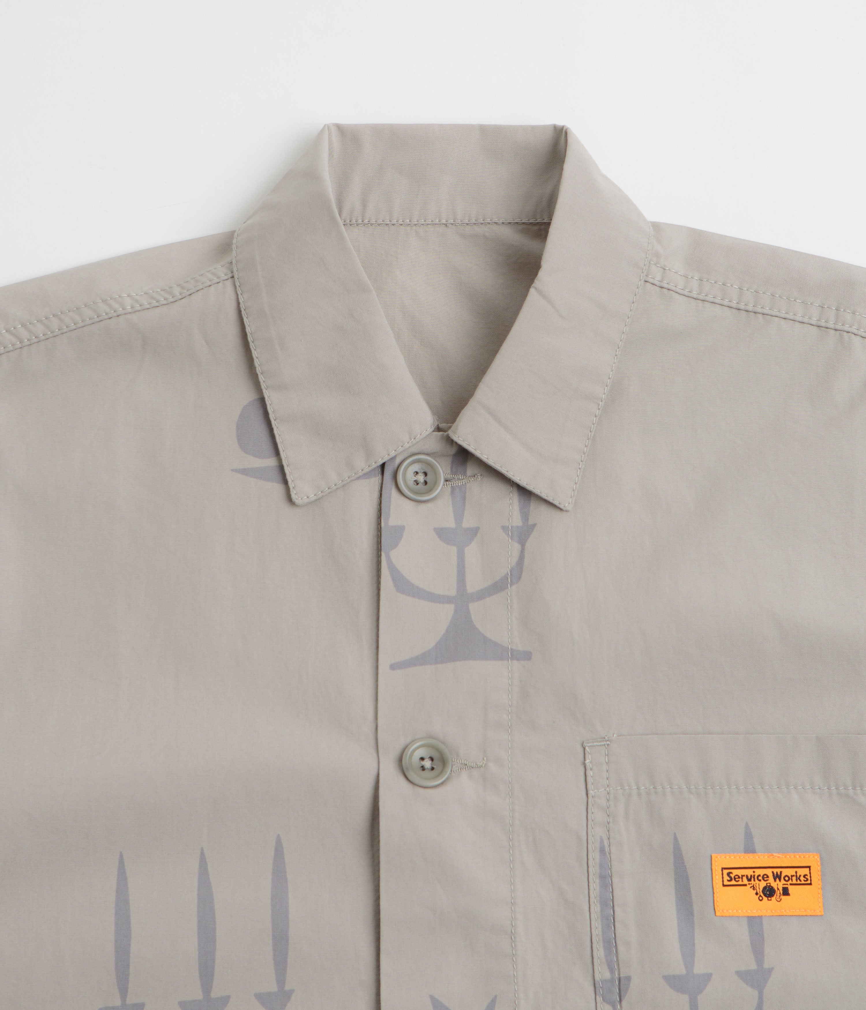 Service Works Poplin Printed Chore Shirt - Stone