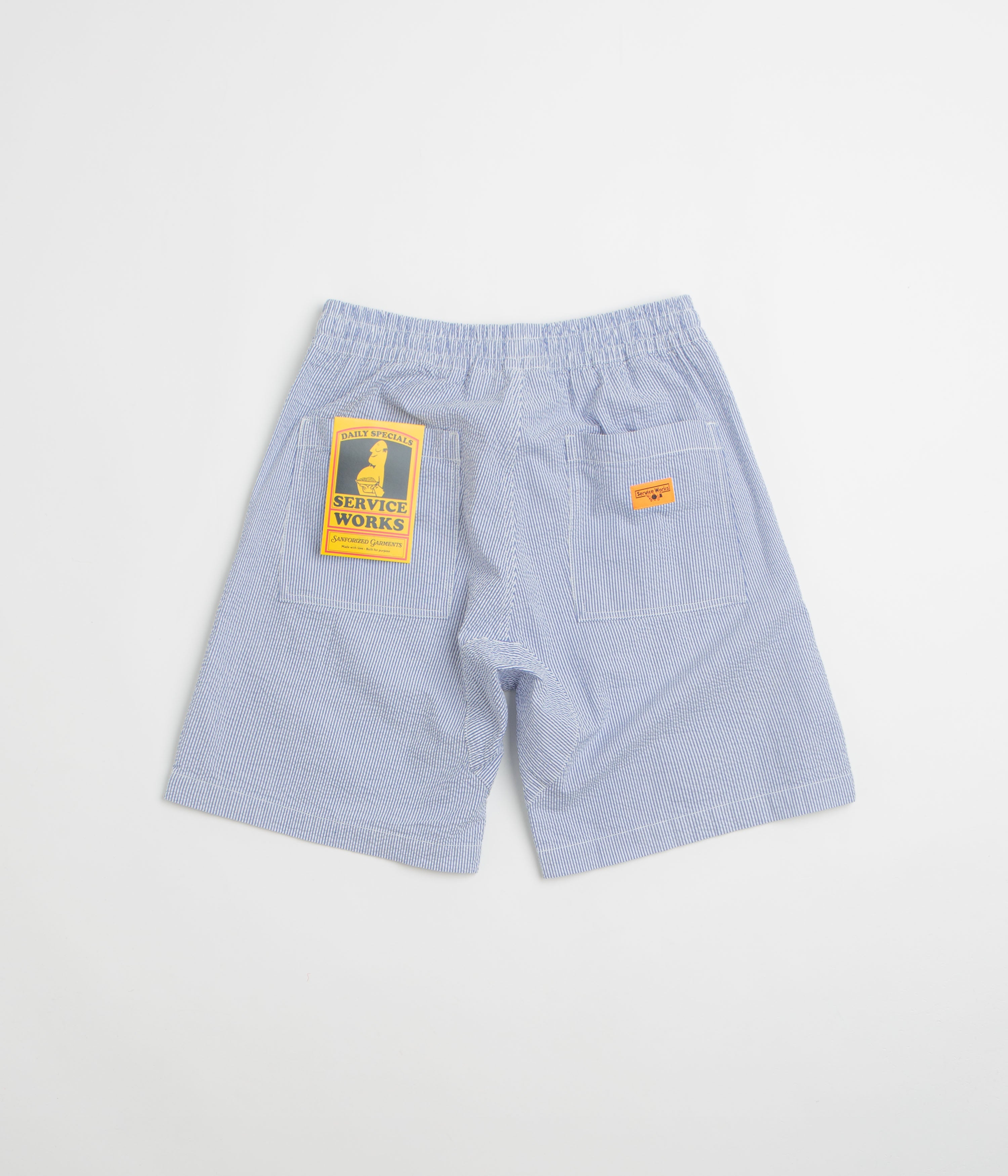 Service Works Seersucker Chef Shorts - Navy Stripe