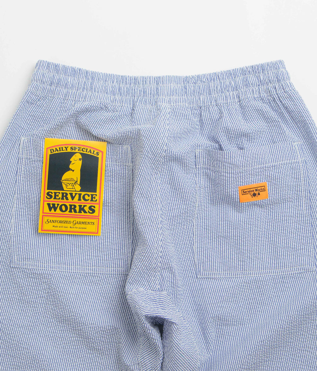 Service Works Seersucker Chef Shorts - Navy Stripe
