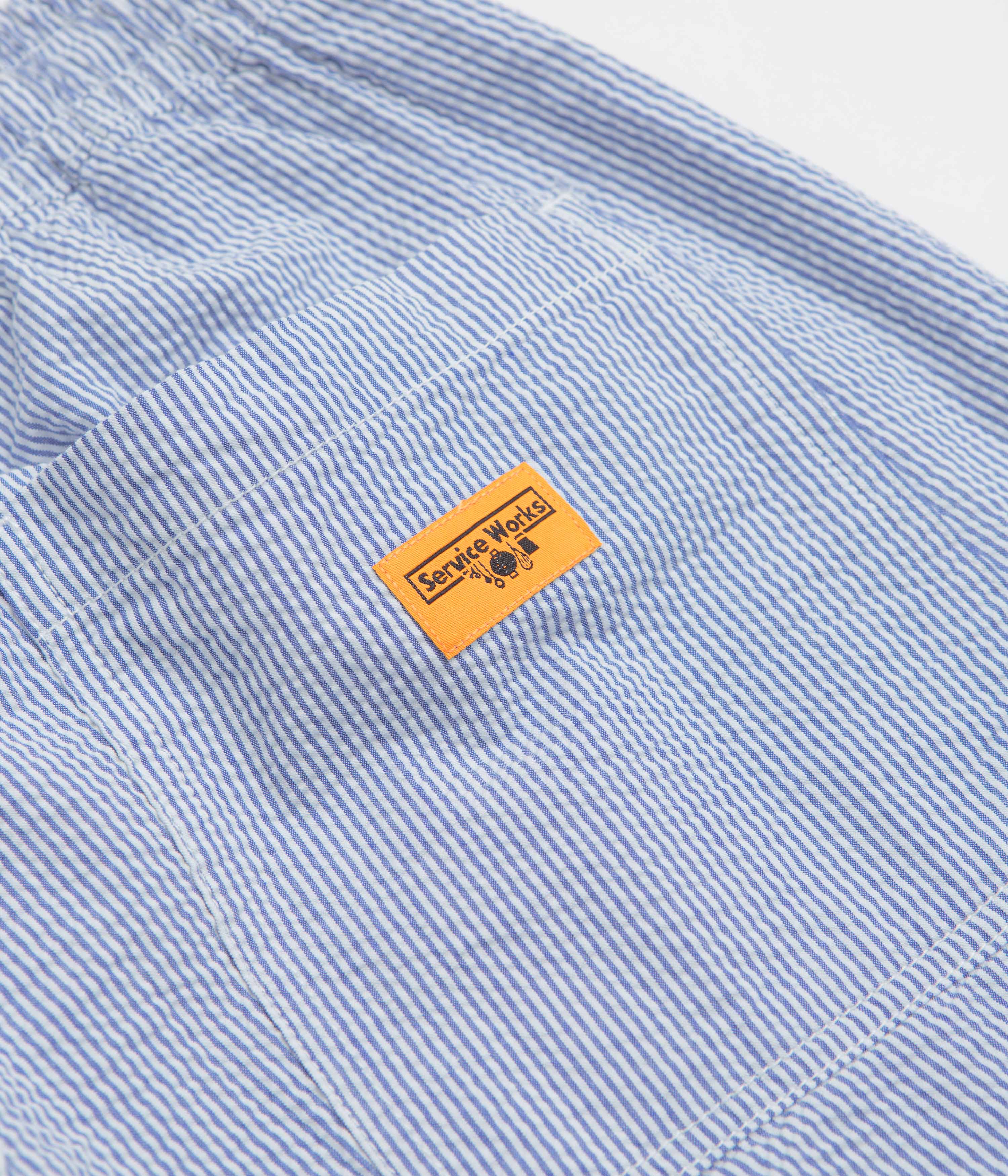 Service Works Seersucker Chef Shorts - Navy Stripe